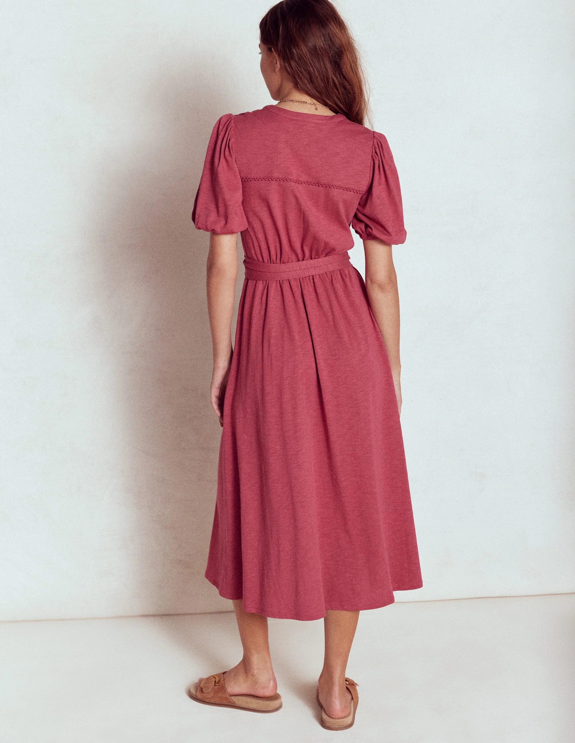 Sofia Jersey-Midikleid mit Besatz-Terrakotta-Rot - Image 3