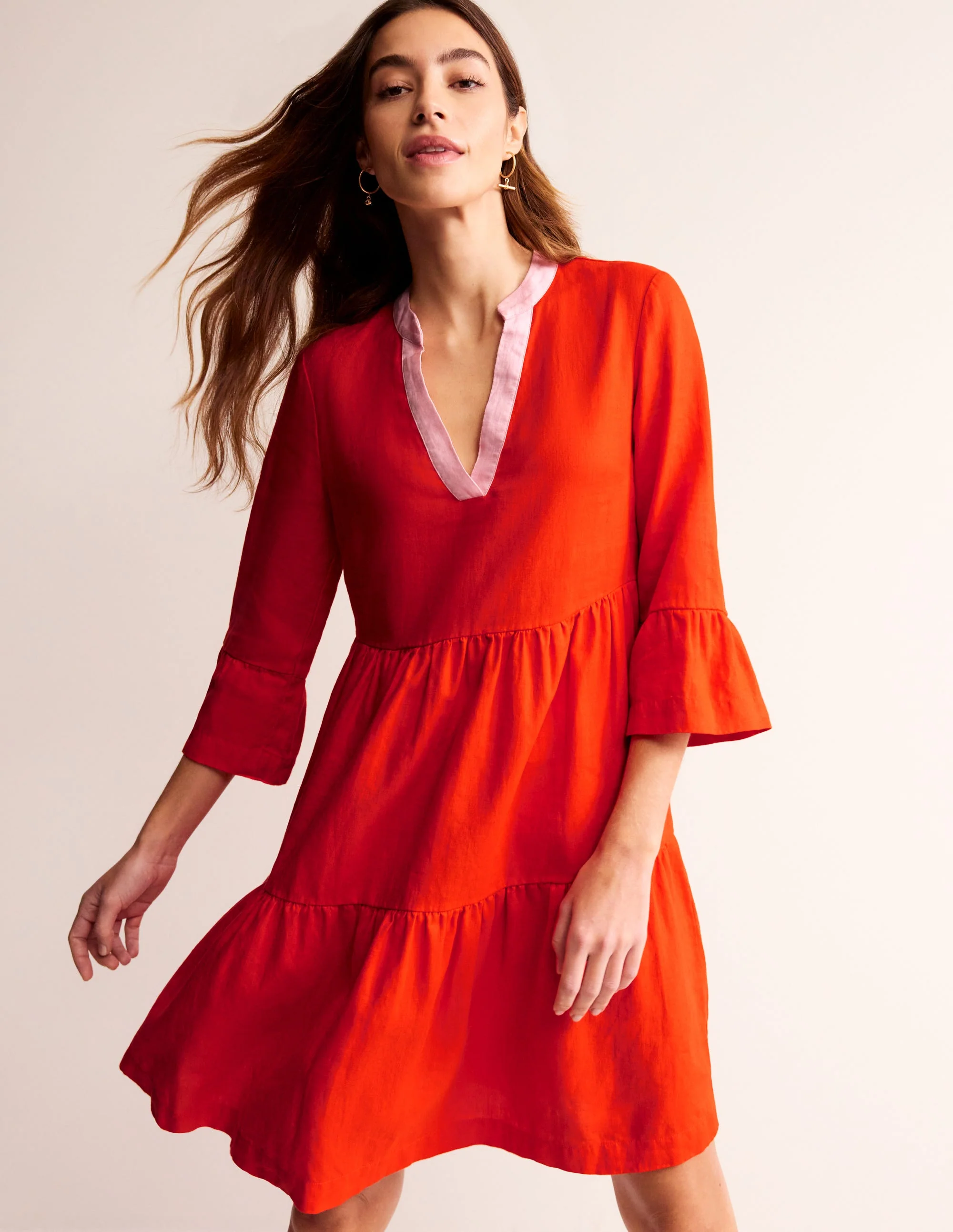 Sophia Kurzes Leinenkleid-Fiesta