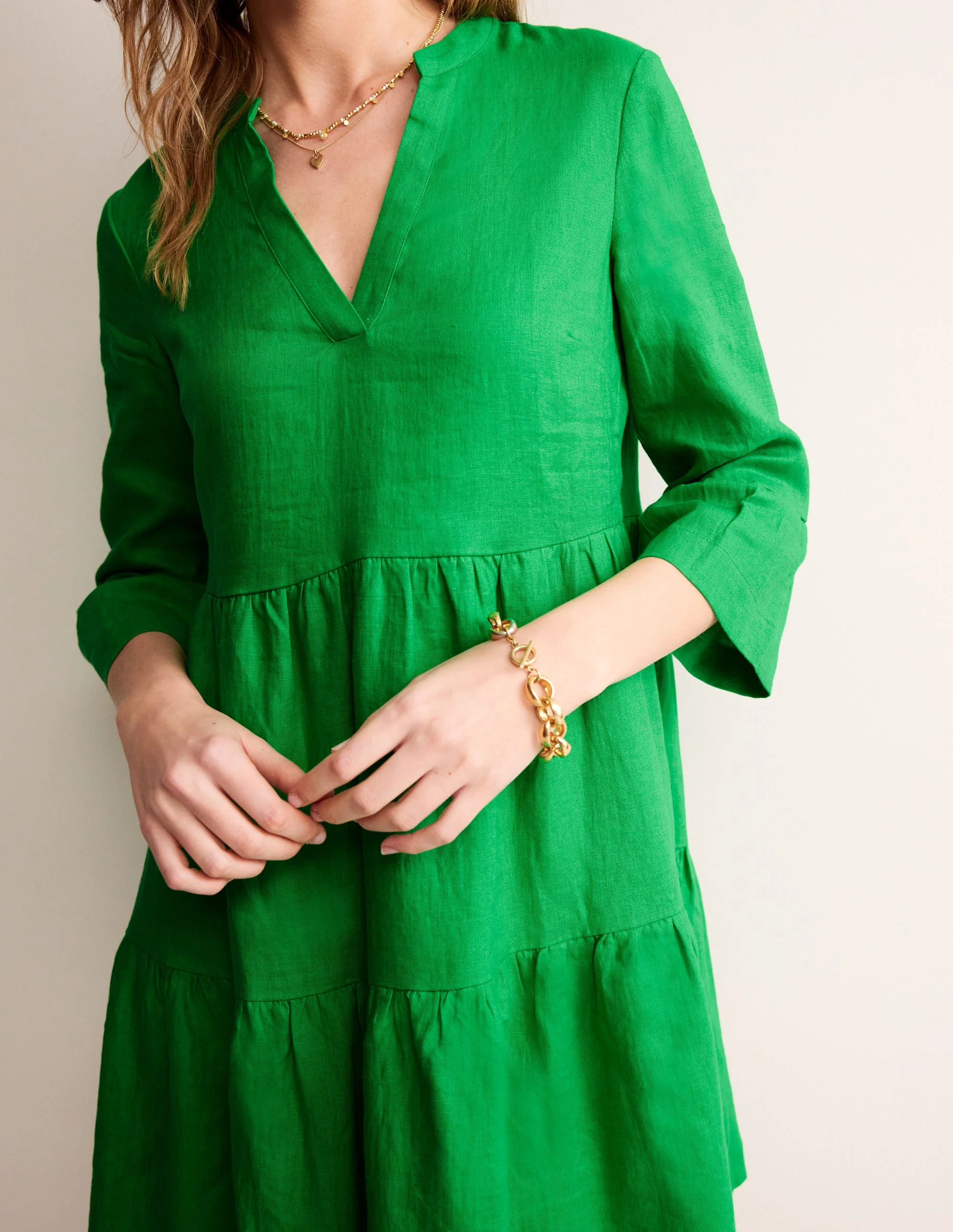 Sophia Kurzes Leinenkleid-Hellgrün - Image 2