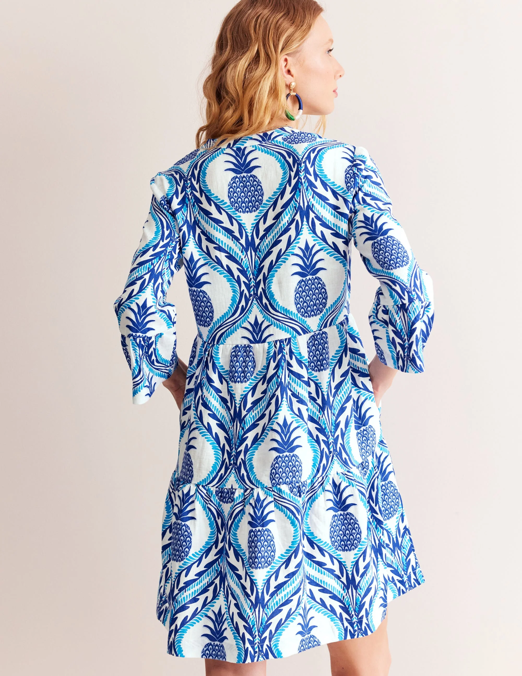Sophia Kurzes Leinenkleid-Surf The Web, Ananas Welle - Image 4