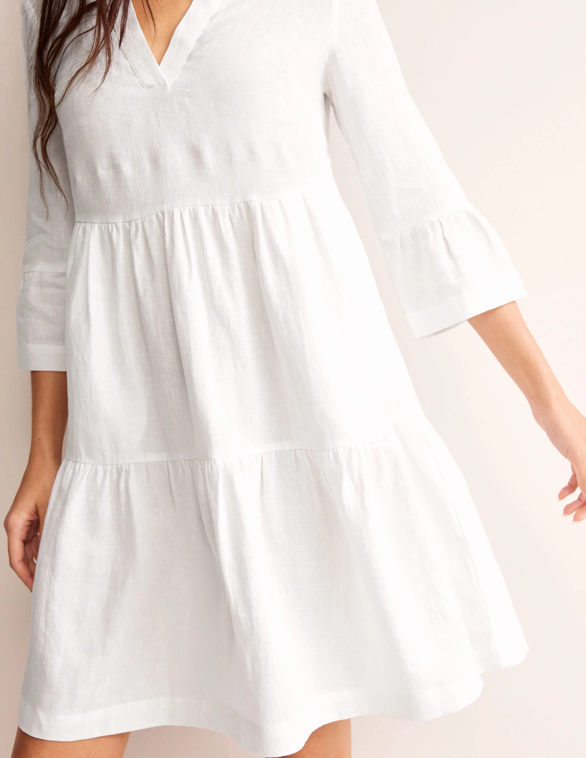 Sophia Kurzes Leinenkleid-Weiß - Image 2