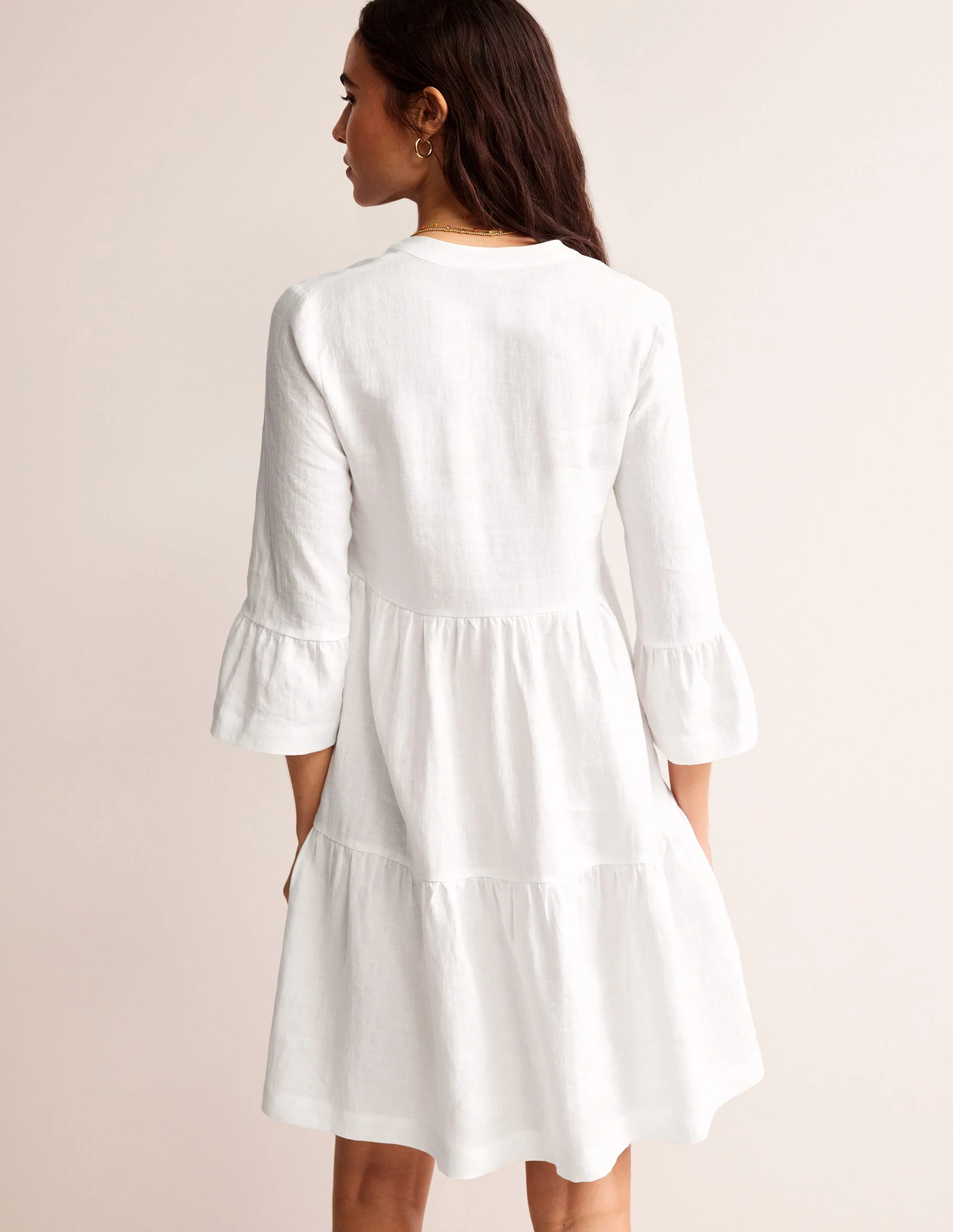 Sophia Kurzes Leinenkleid-Weiß - Image 3