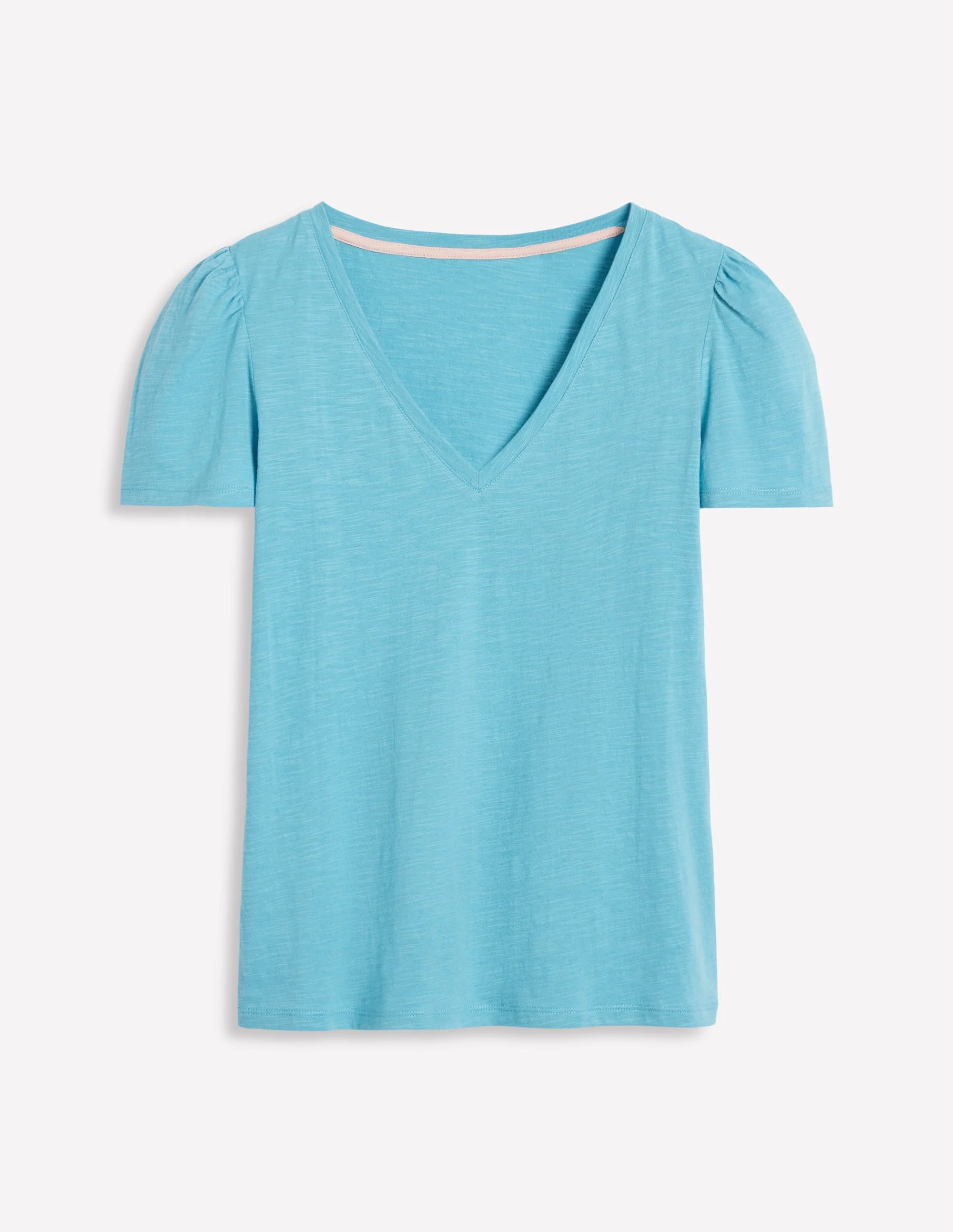 Sophie Flammgarn-T-Shirt mit V-Ausschnitt-Denimblau, Wildblumenstrauß - Image 5