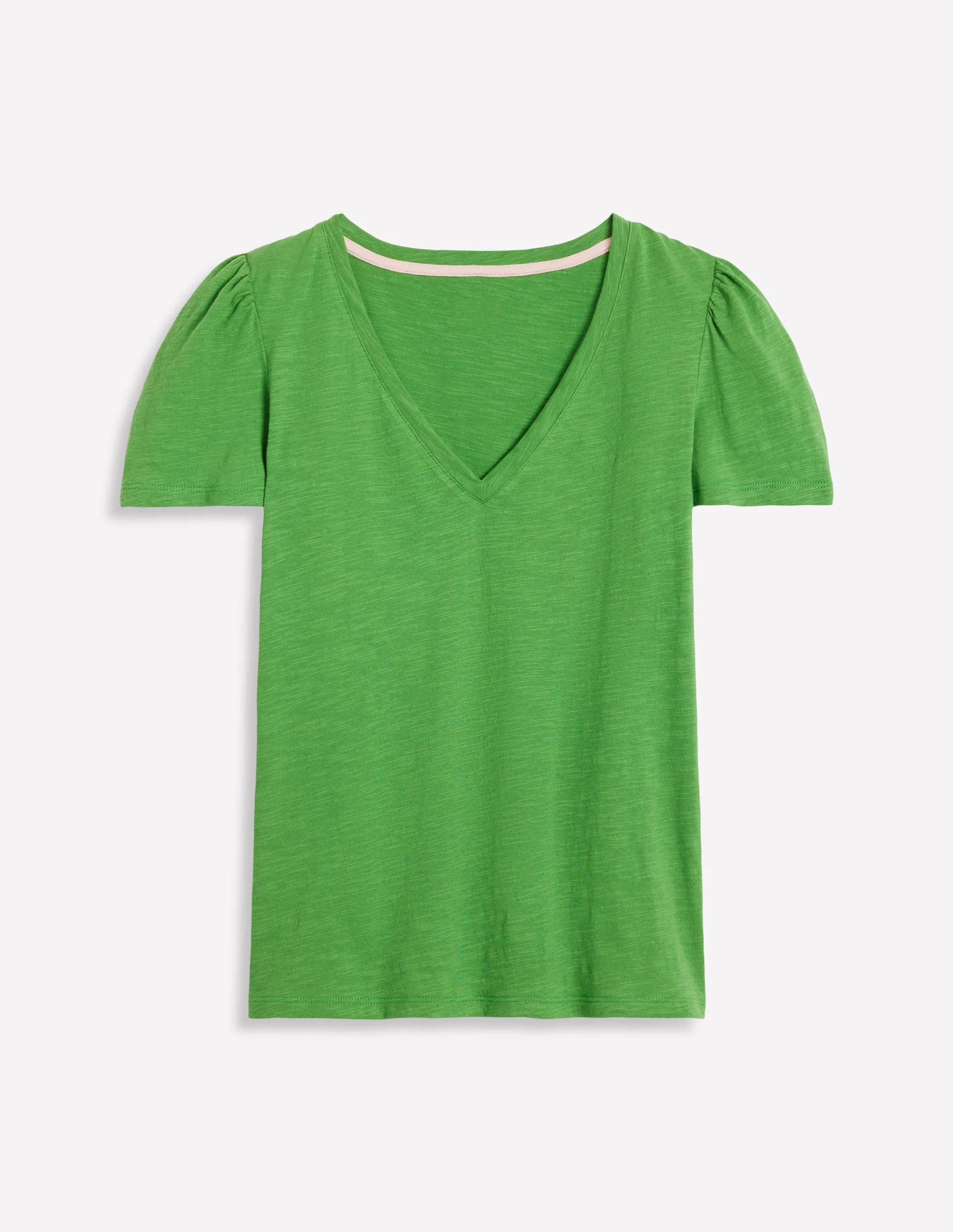 Sophie Flammgarn-T-Shirt mit V-Ausschnitt-Paradiesgrün - Image 5