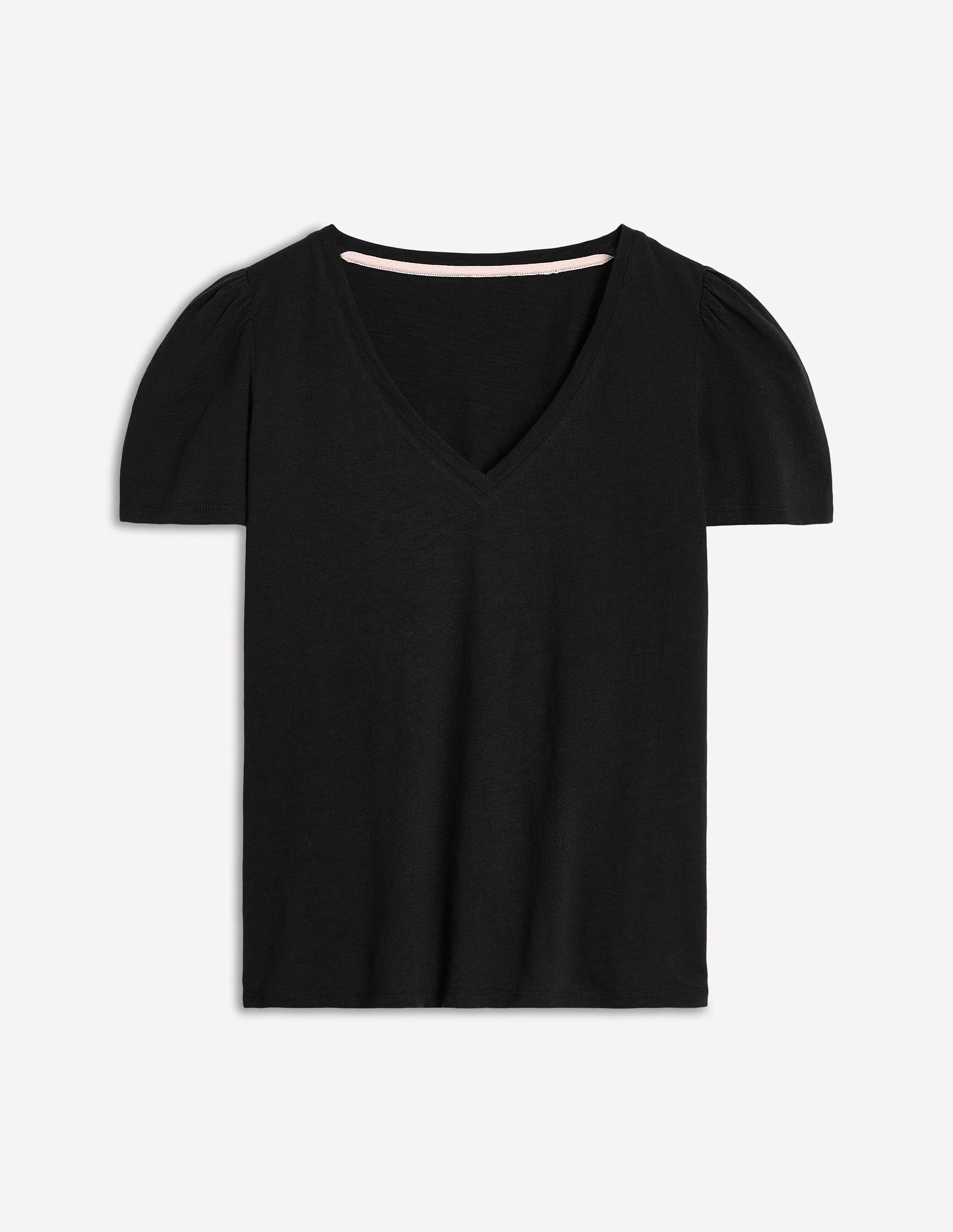 Sophie Flammgarn-T-Shirt mit V-Ausschnitt-Schwarz - Image 5