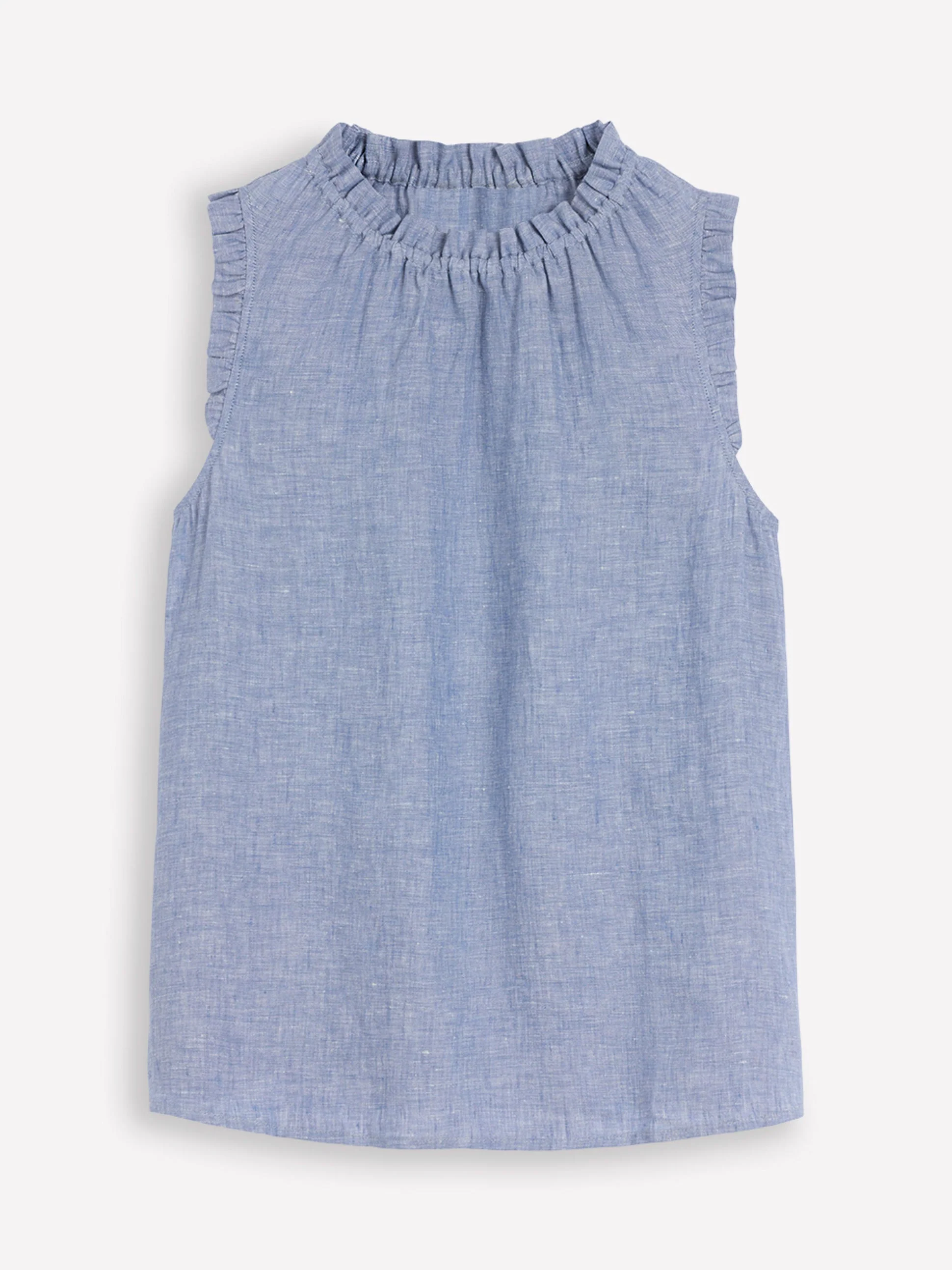 Sophie Leinenoberteil mit Rüschen-Blauer Faux-Uni - Image 5