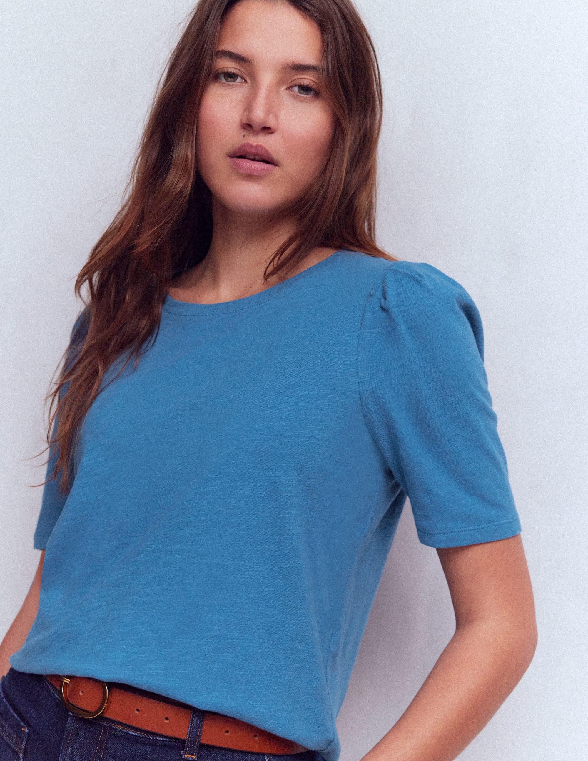 Sophie T-Shirt mit Puffärmeln-Marineblau