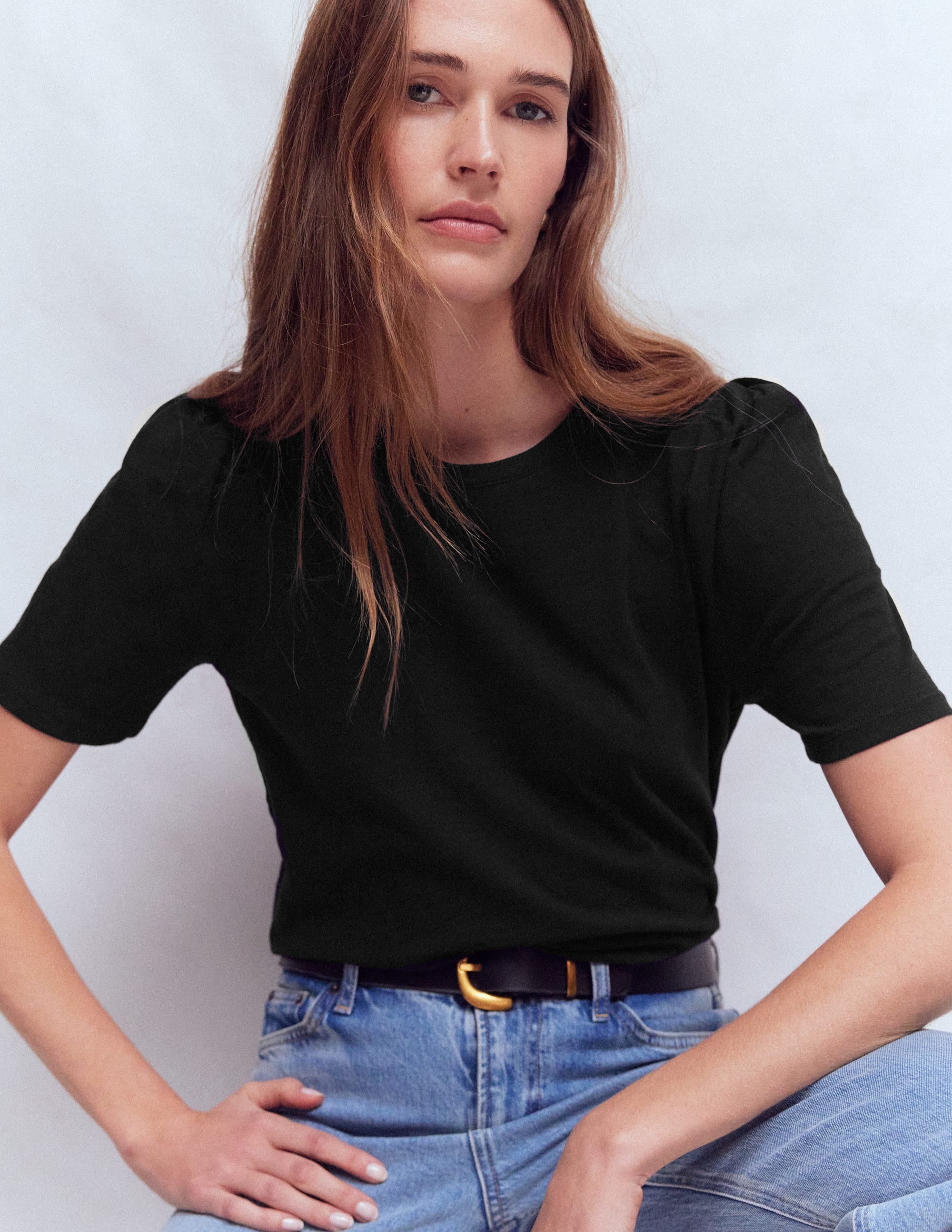 Sophie T-Shirt mit Puffärmeln-Schwarz