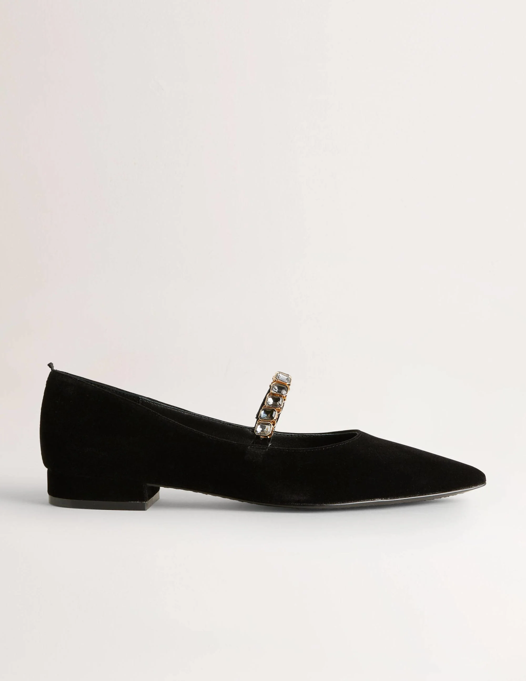 Spangenschuhe mit Kristallriemen-Schwarz
