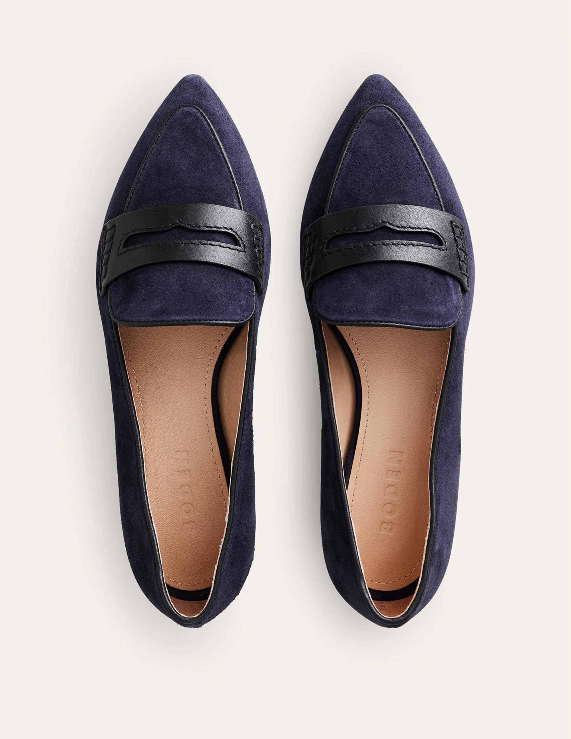 Spitz zulaufende Loafer-Marineblau Veloursleder - Image 5