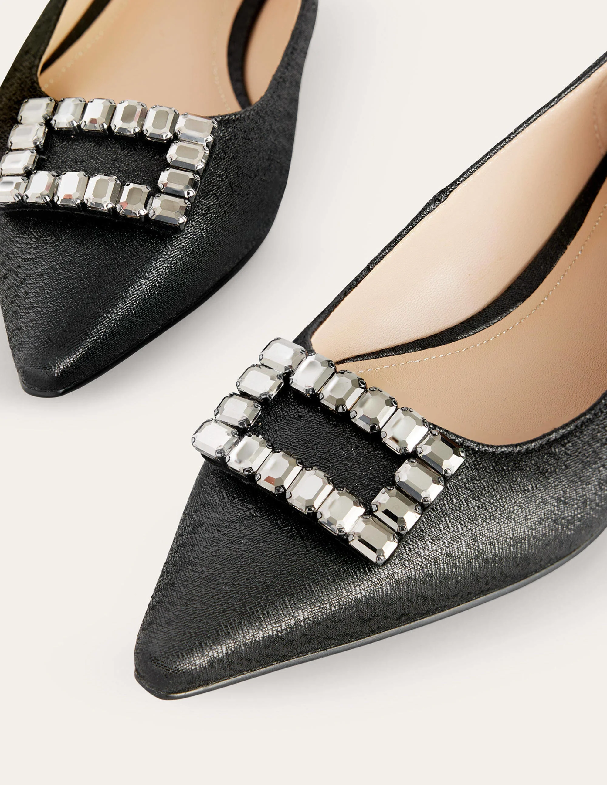 Spitze Ballerinas mit Verzierung-Schwarz-Metallic - Image 4
