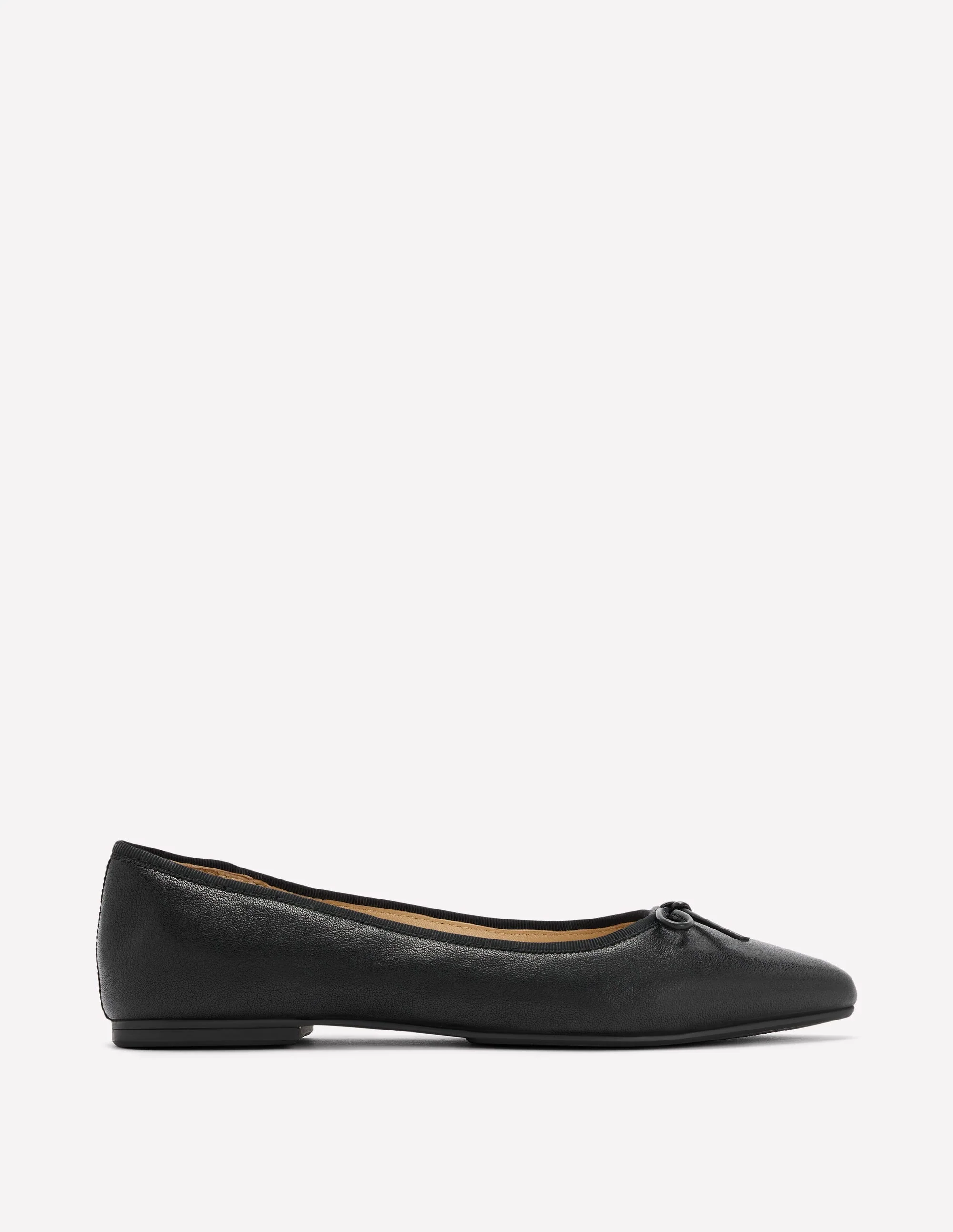 Spitze, flache Schuhe mit flexibler Sohle-Schwarz Gewalktes Leder