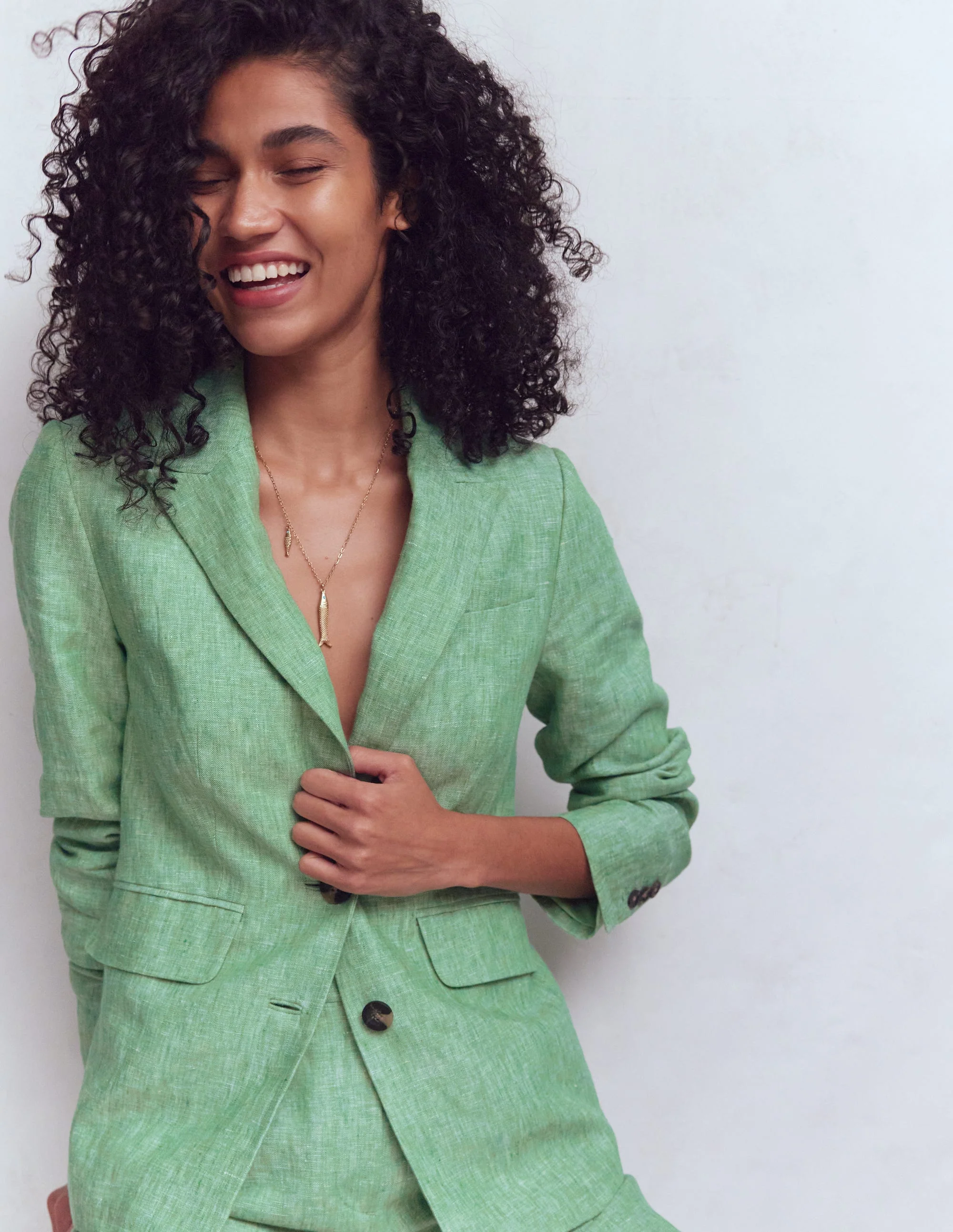 Stamford Leinenblazer-Aloe-Grün Chambray - Image 2