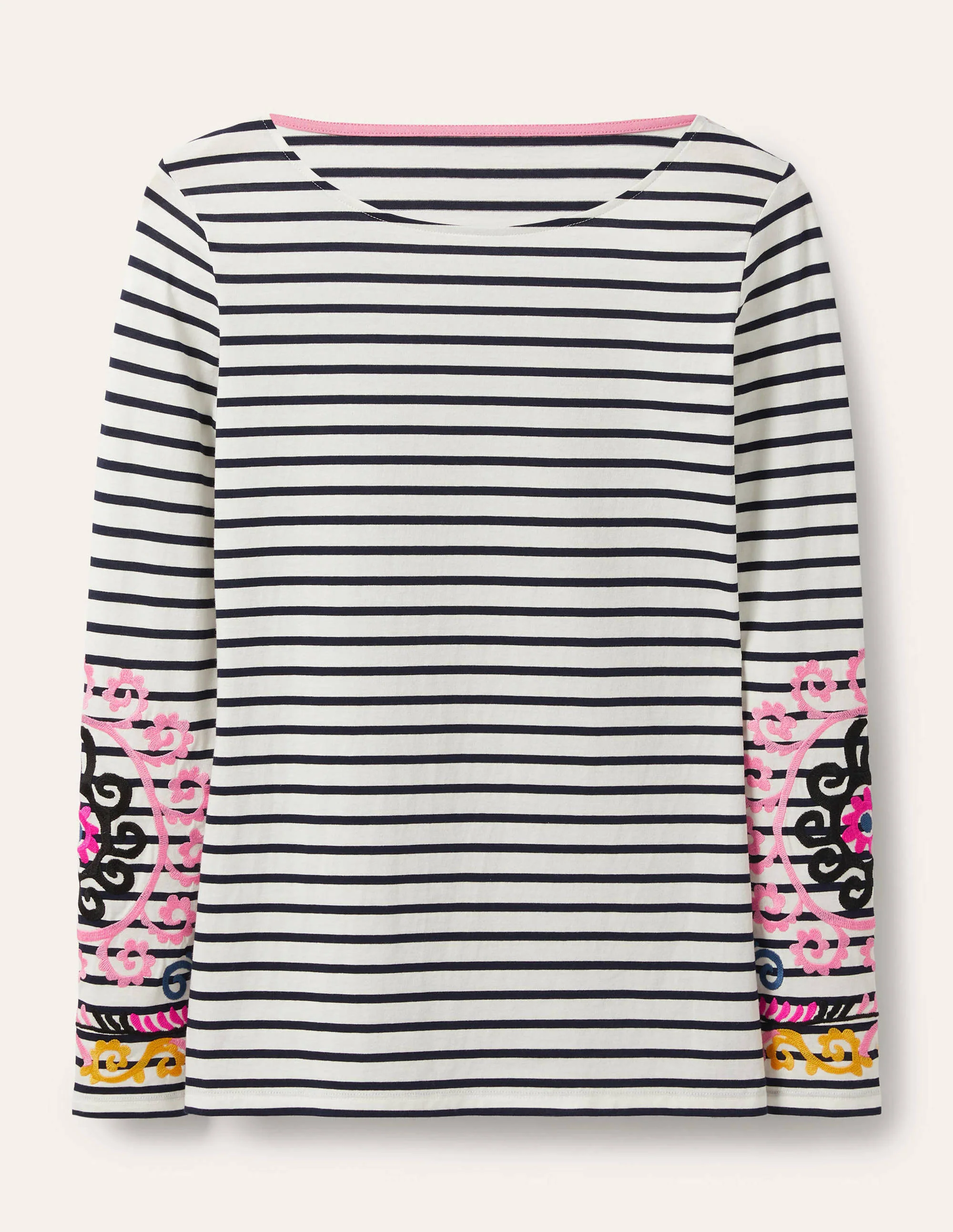 Statement-Bretonshirt-Naturweiß/Navy, Stickerei - Image 5