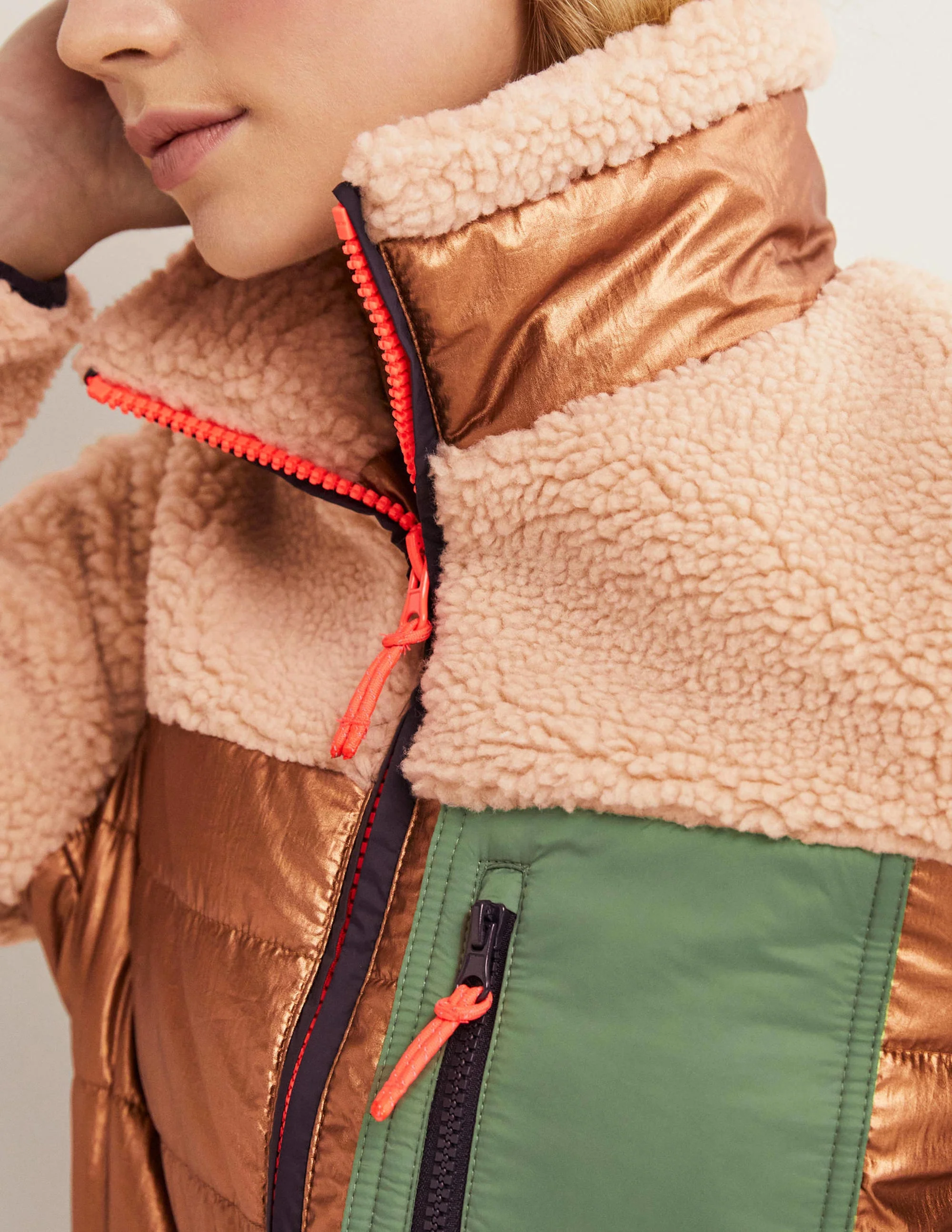 Steppjacke aus Borg-Metallic/Natur, Borg - Image 2