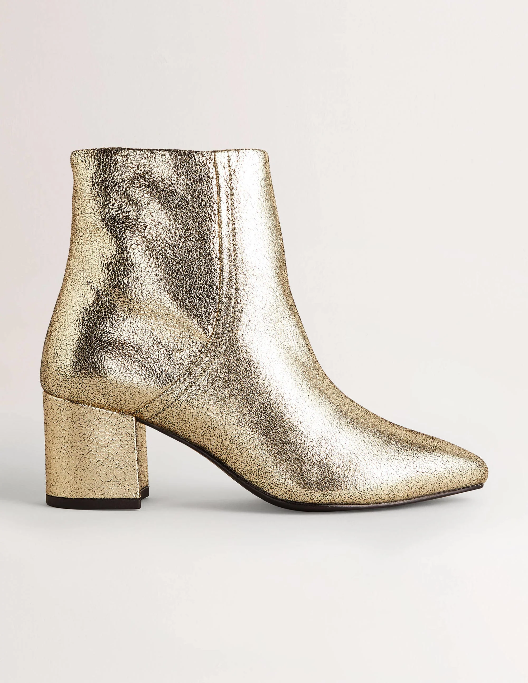 Stiefeletten aus Leder in Metallic-Optik-Gold Metallic-Leder