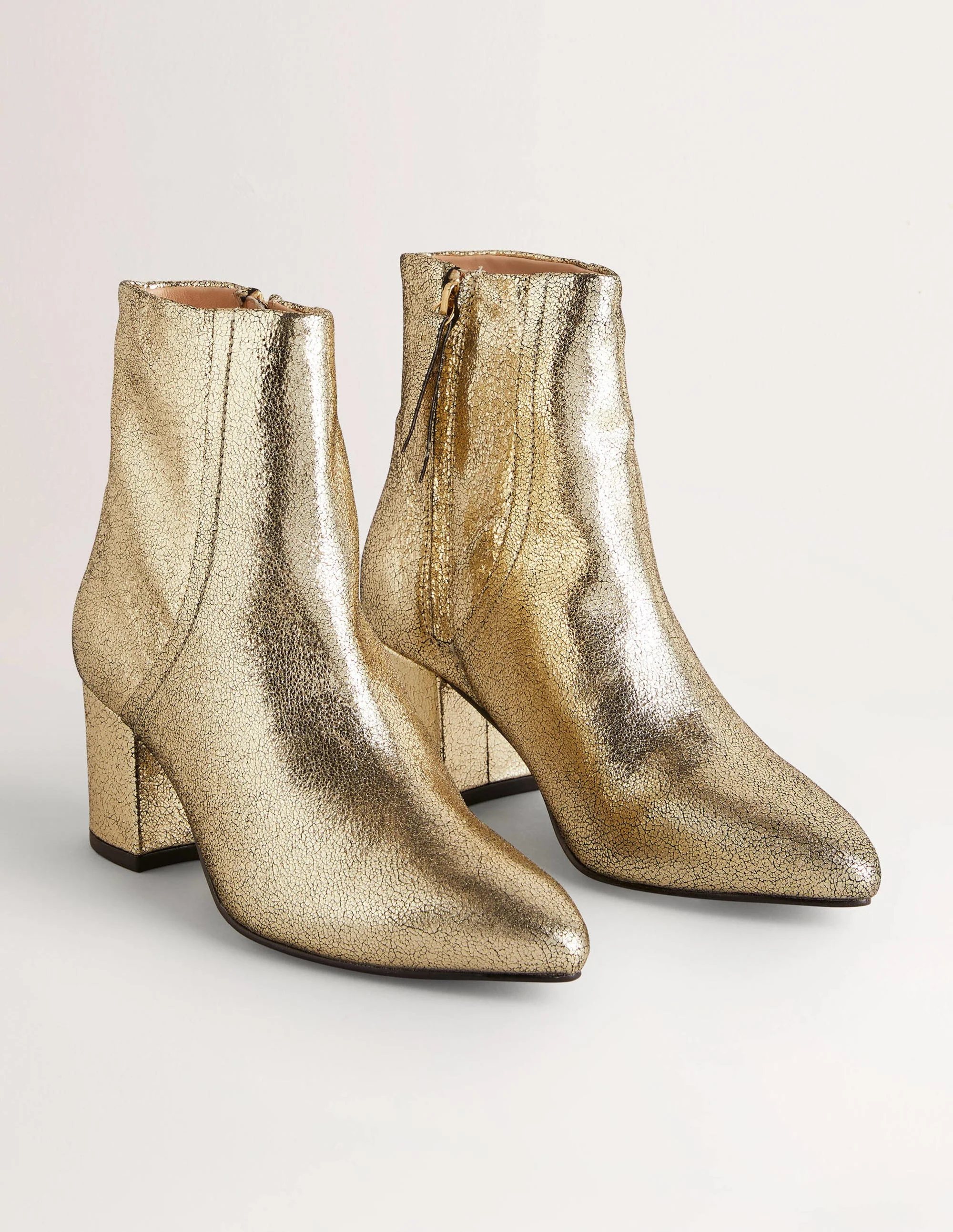 Stiefeletten aus Leder in Metallic-Optik-Gold Metallic-Leder - Image 2