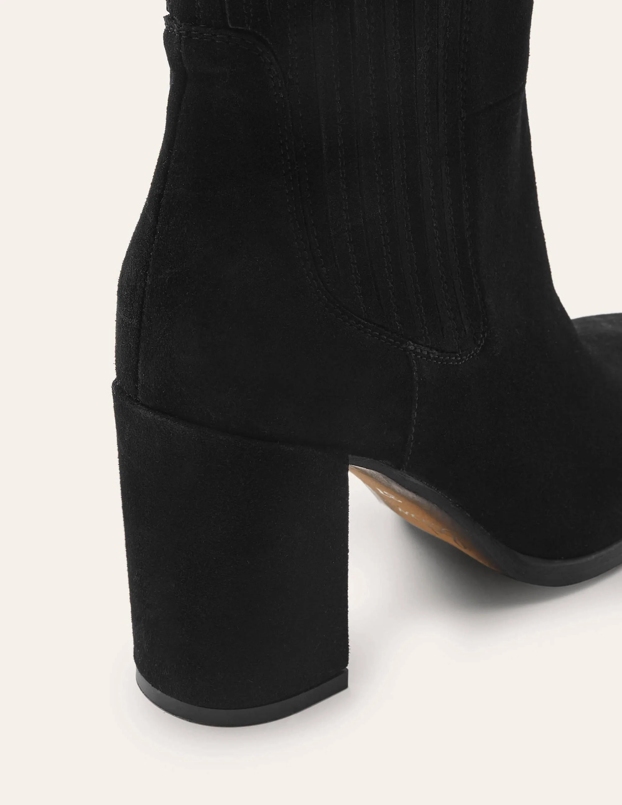 Stiefeletten mit Blockabsatz-Schwarz, Veloursleder - Image 4