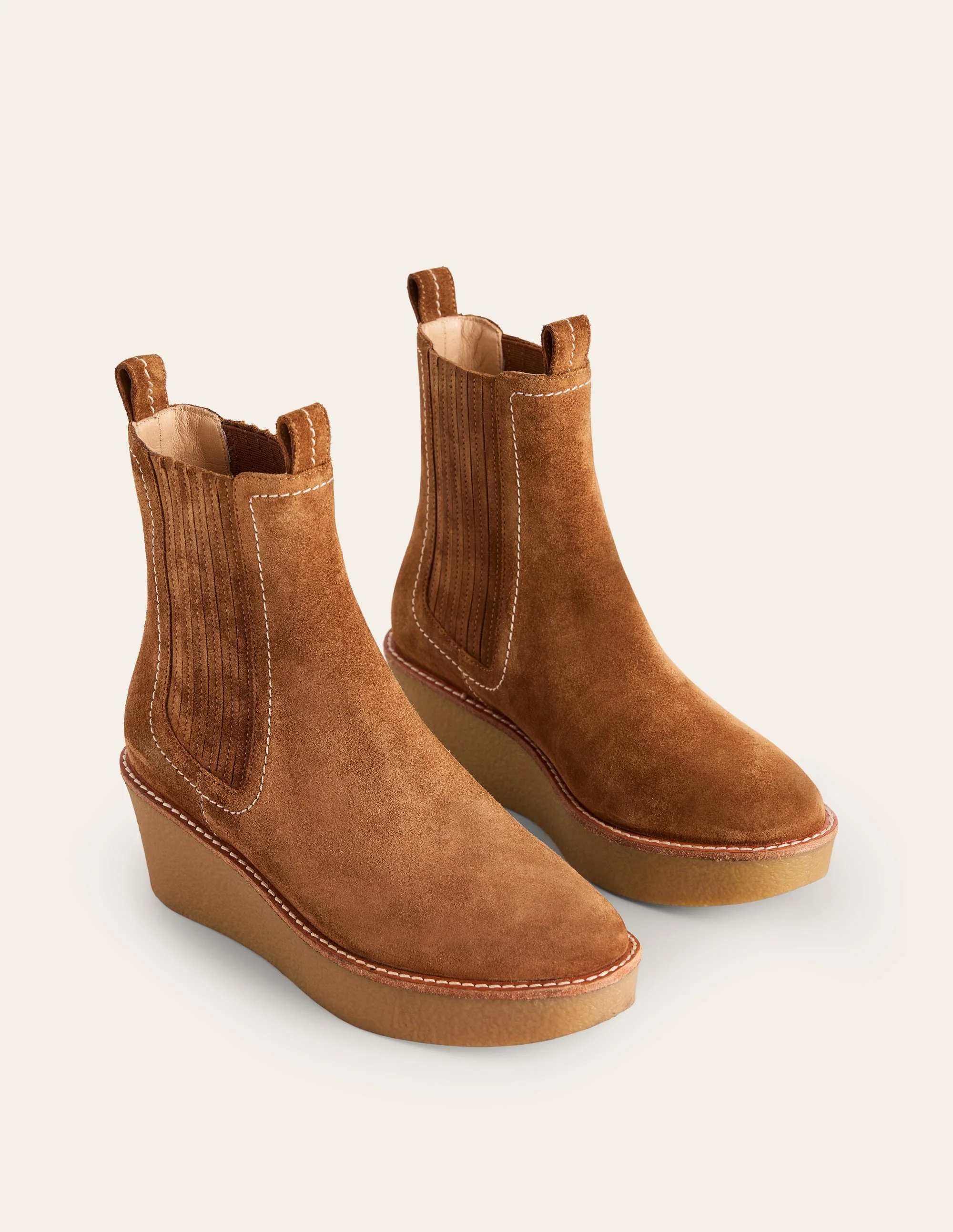Stiefeletten mit Plateauabsatz-Hellbraun - Image 3