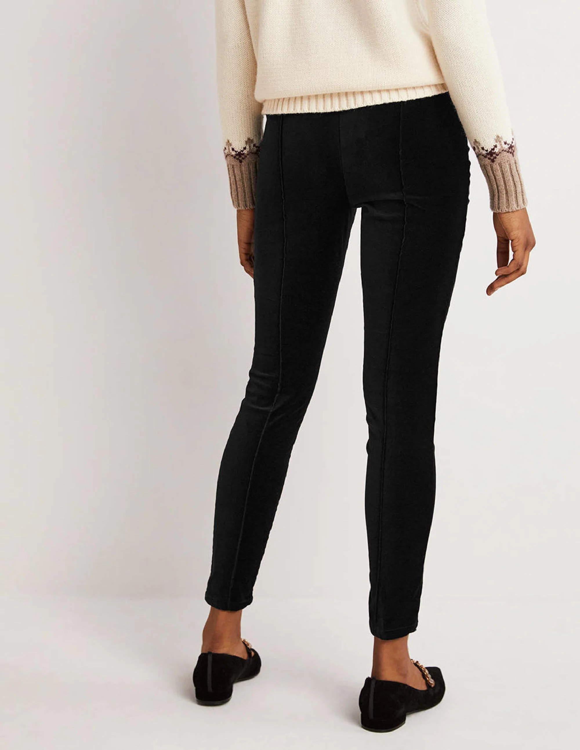 Stretch-Leggings aus Samt-Schwarz, Samt - Image 3