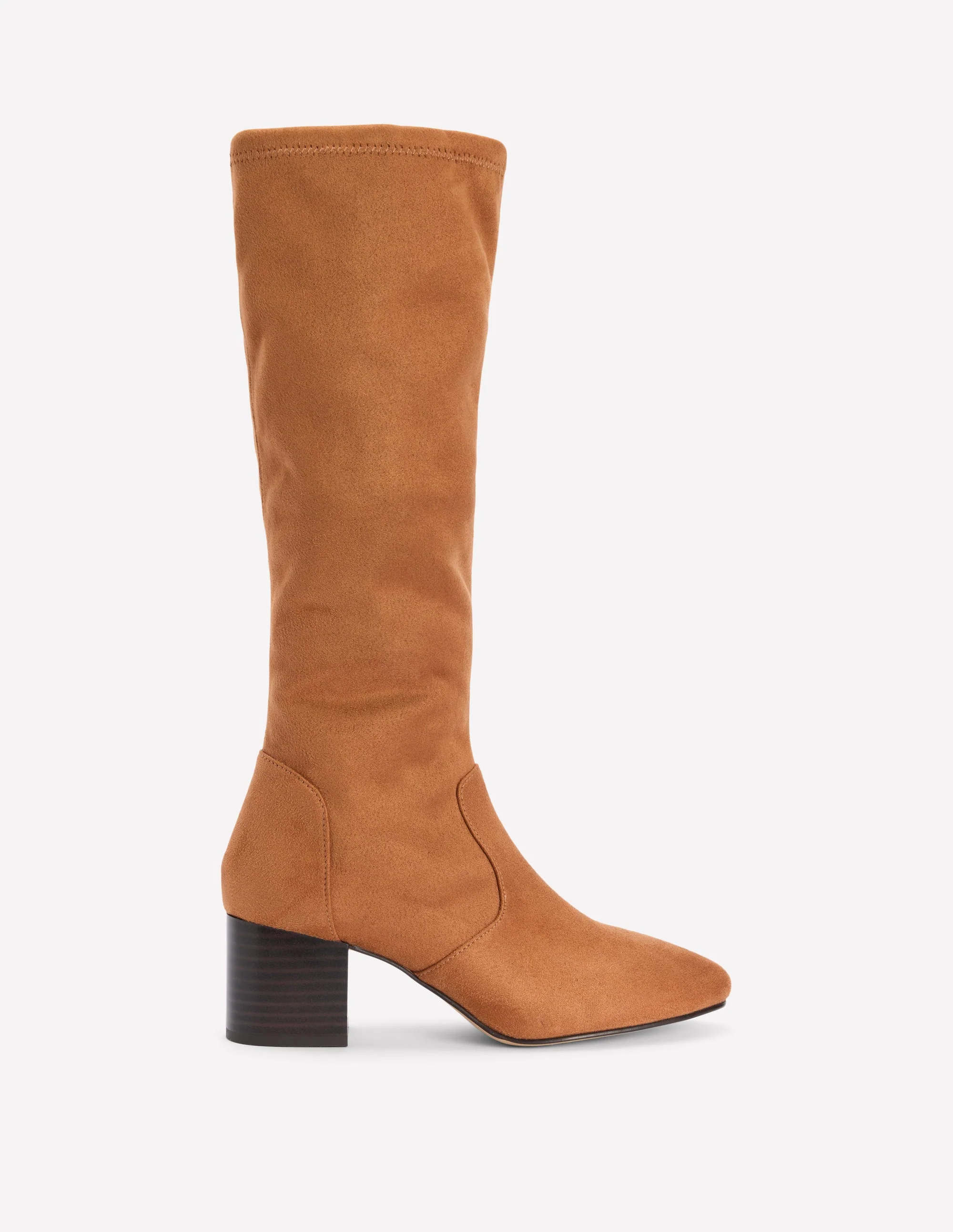 Stretchstiefel mit Blockabsatz-Braun