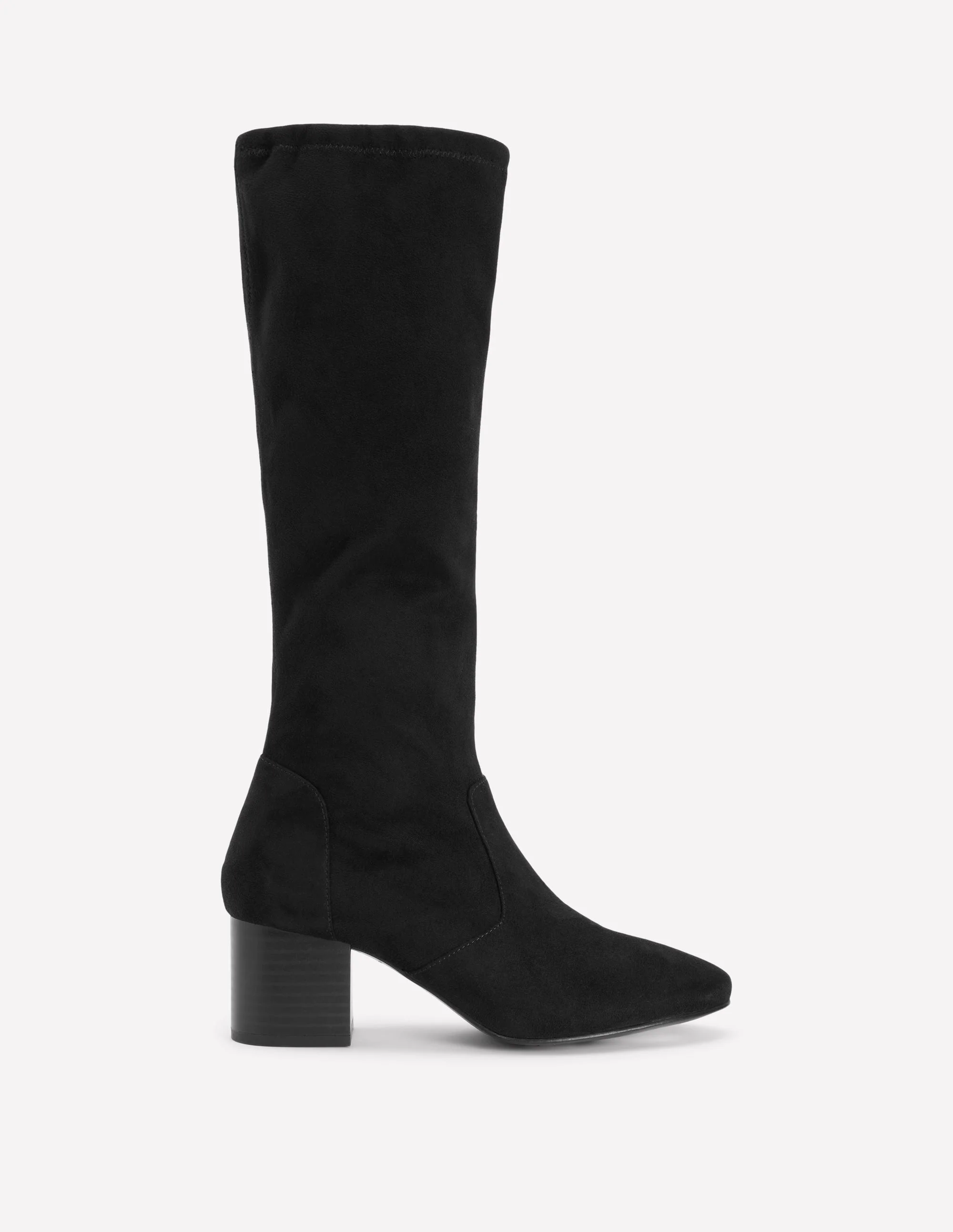 Stretchstiefel mit Blockabsatz-Schwarz