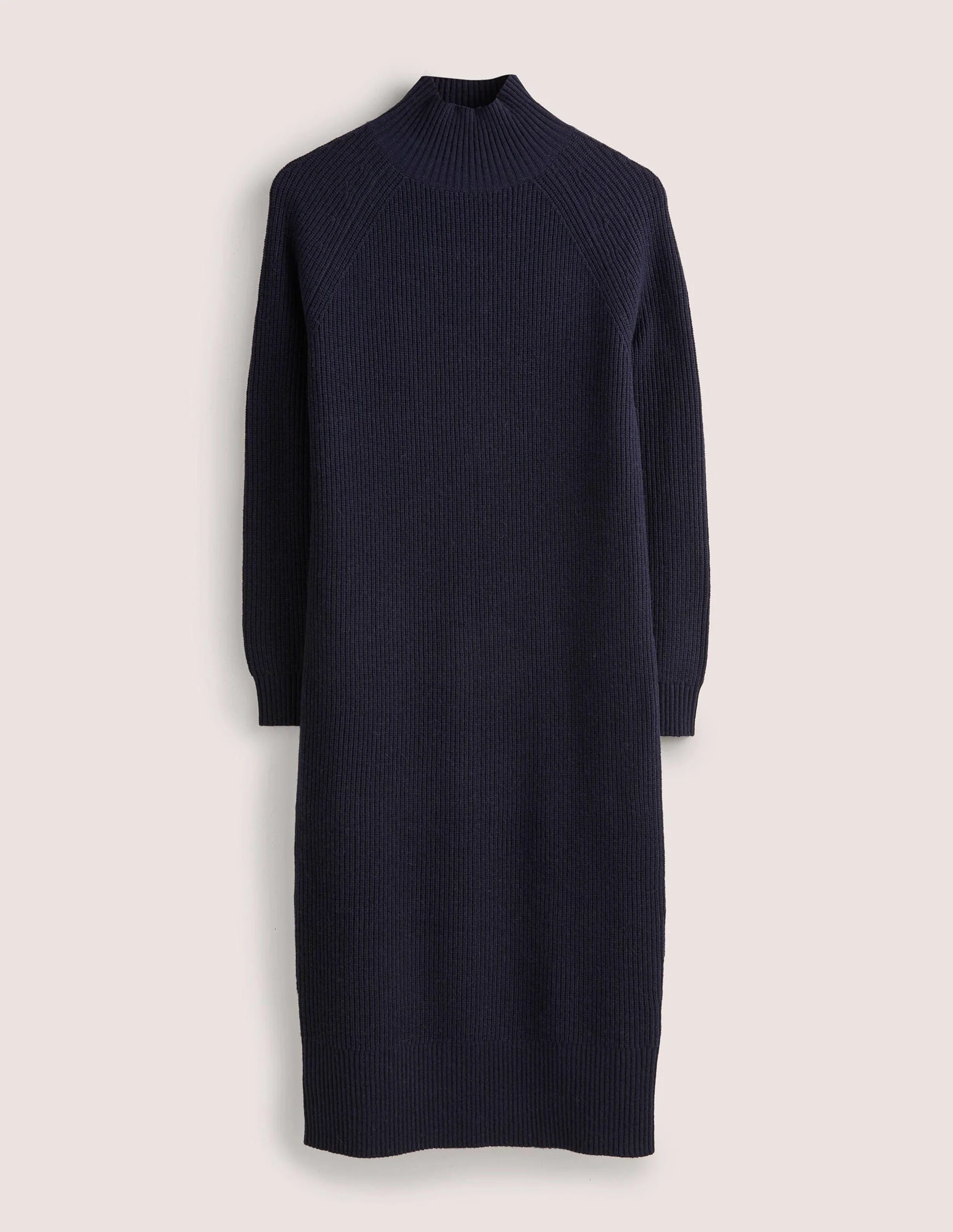 Strick-Midikleid mit hohem Kragen-Marineblau - Image 6