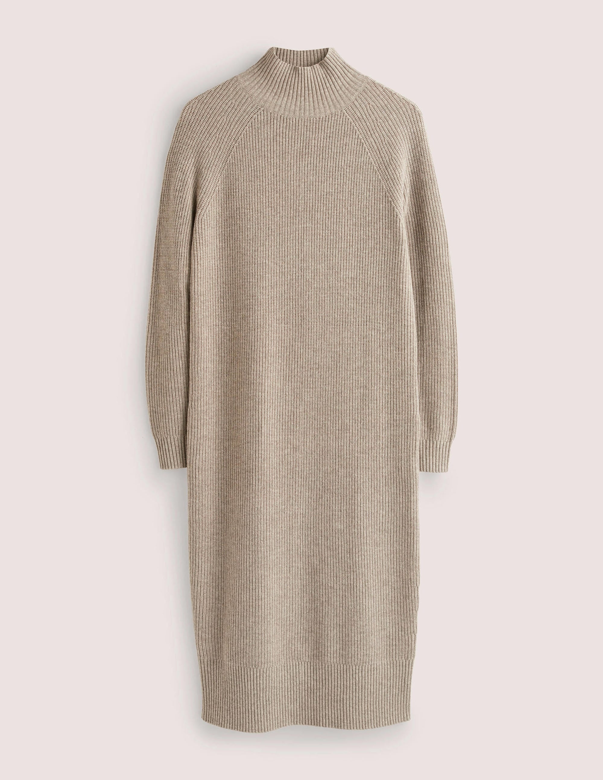 Strick-Midikleid mit hohem Kragen-Nerzbraun Melange - Image 5