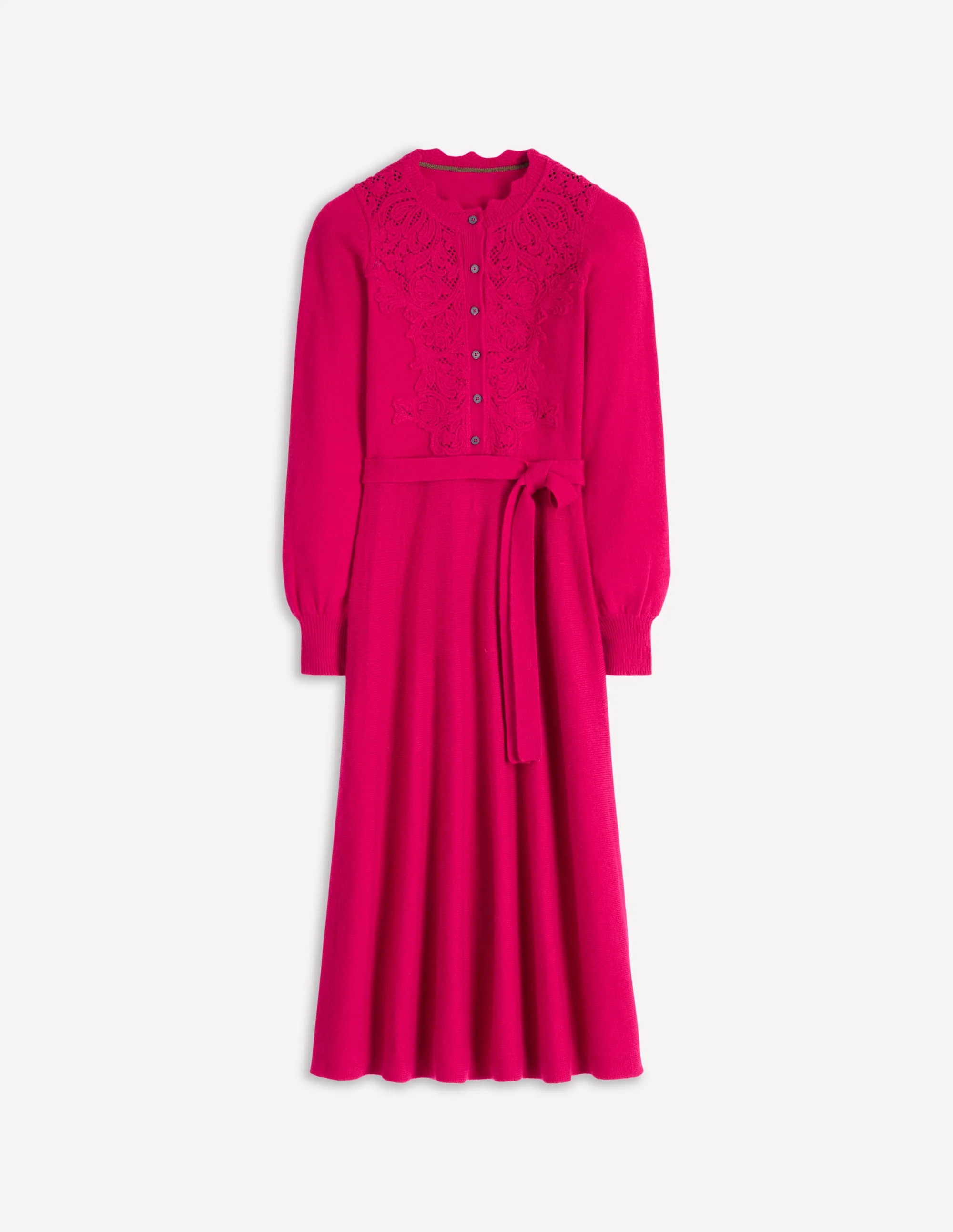 Strick-Midikleid mit Spitzeneinsatz-Kräftiges Rosa - Image 6