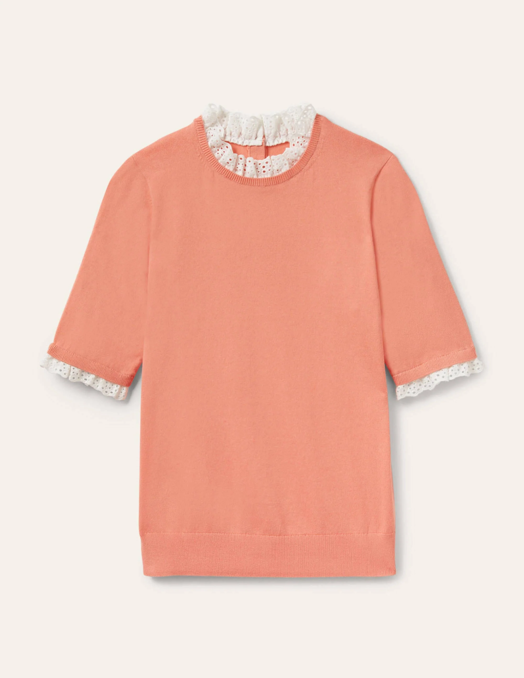 Strick-T-Shirt aus einer Webmischung-Helles Korallenrot - Image 6