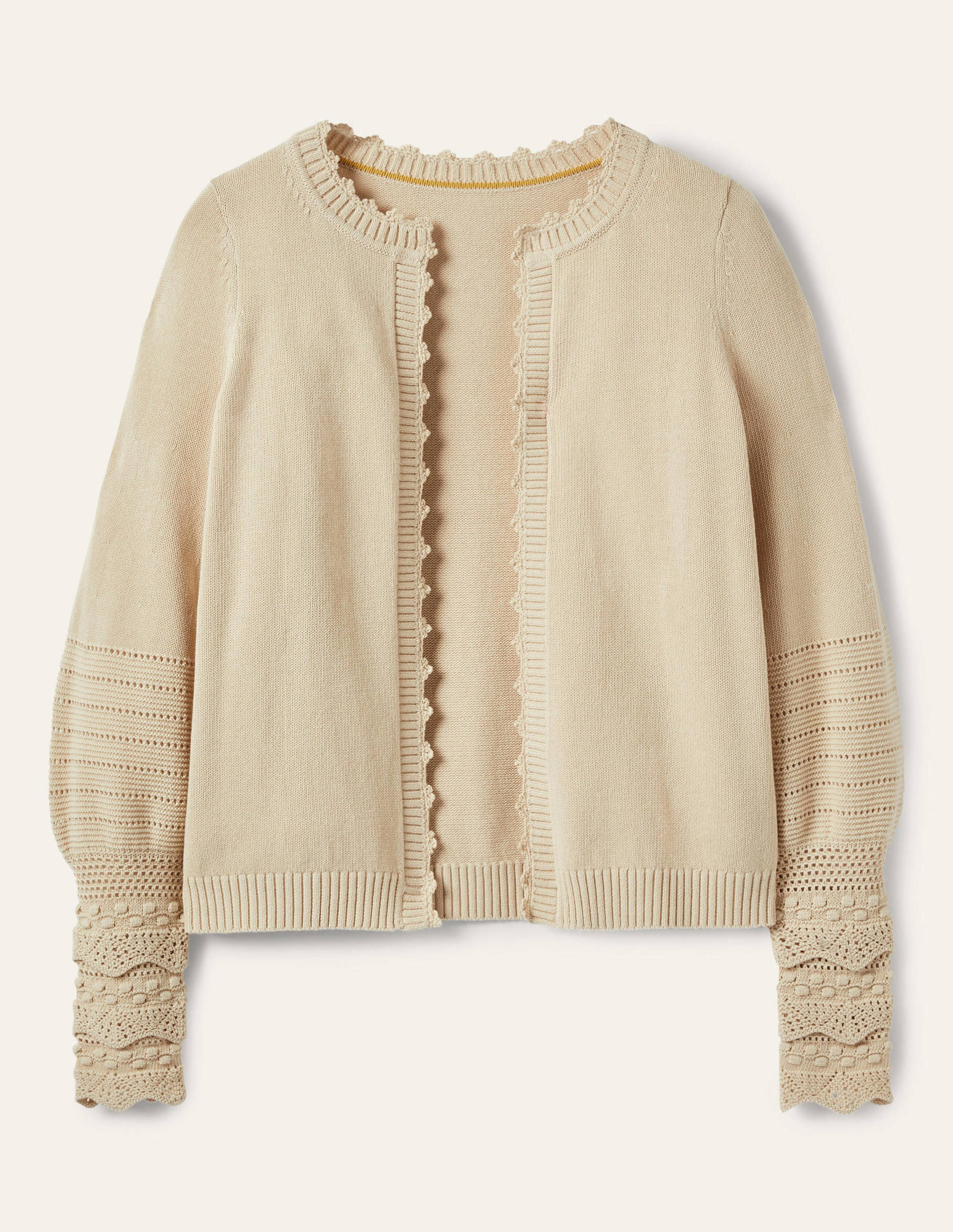 Strickcardigan mit Detail am Ärmel-Hellbeige - Image 5
