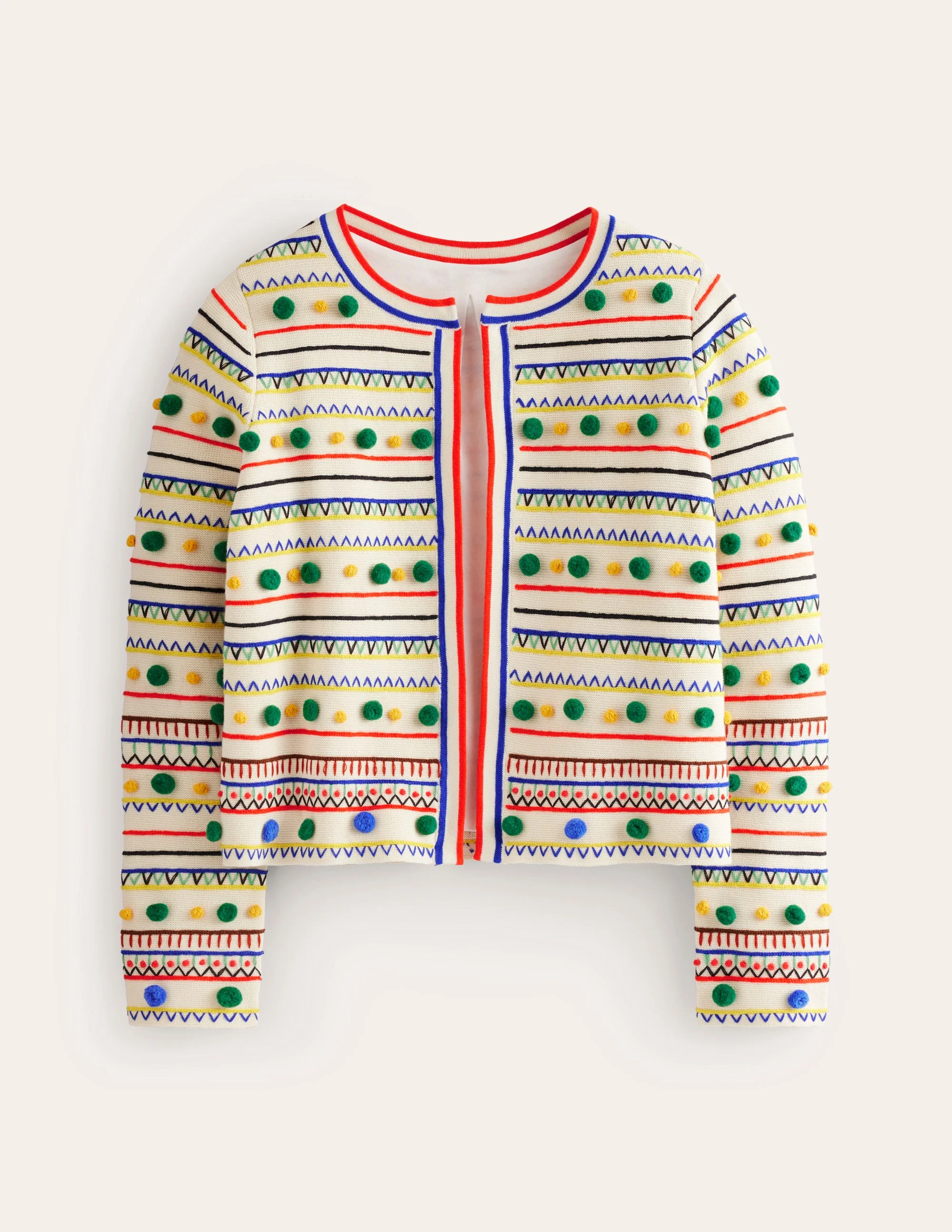 Strickjacke mit Bommeln-Warmes Naturweiß, Bunt - Image 5