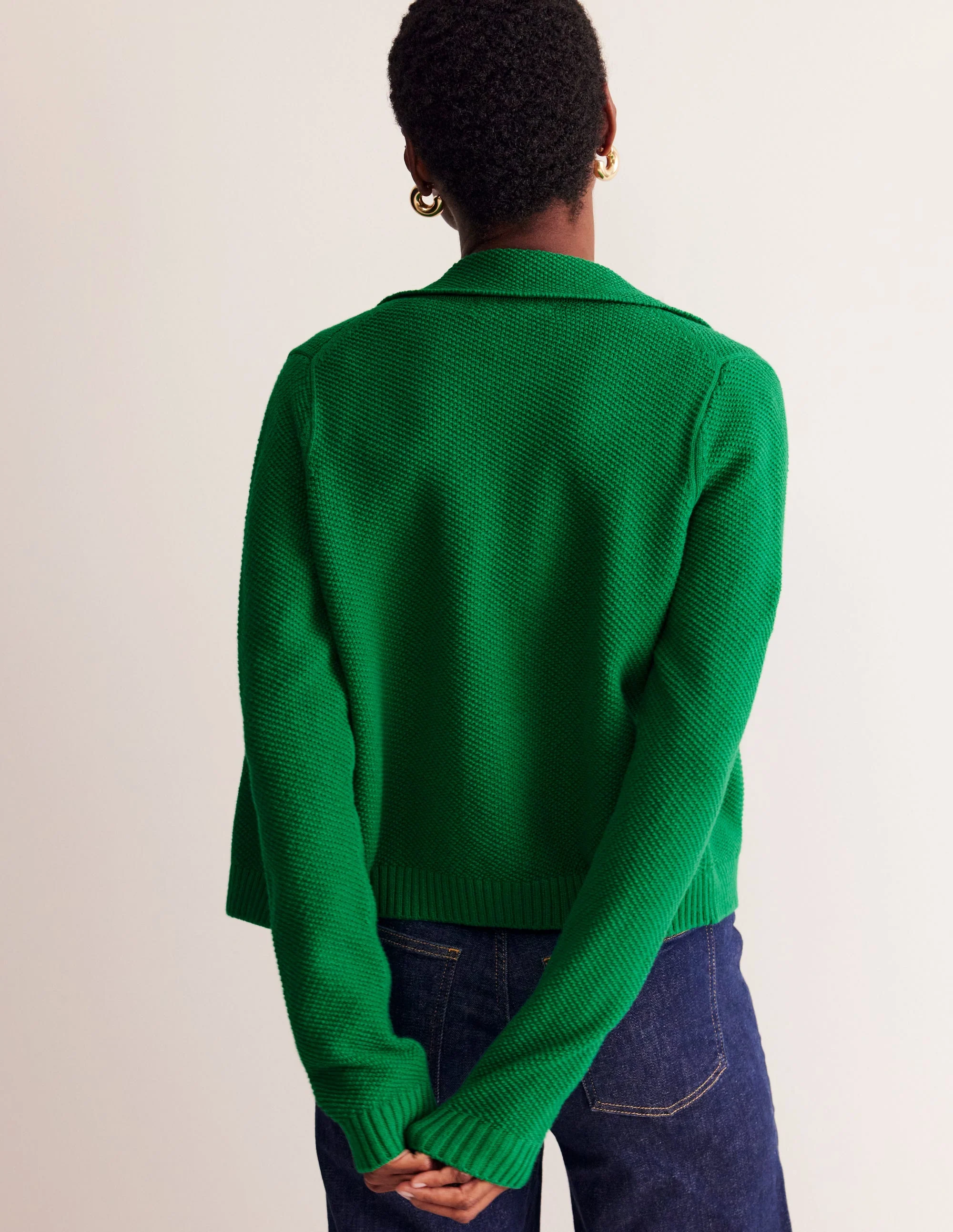 Strickjacke mit Kragen-Sattes Smaragdgrün - Image 3