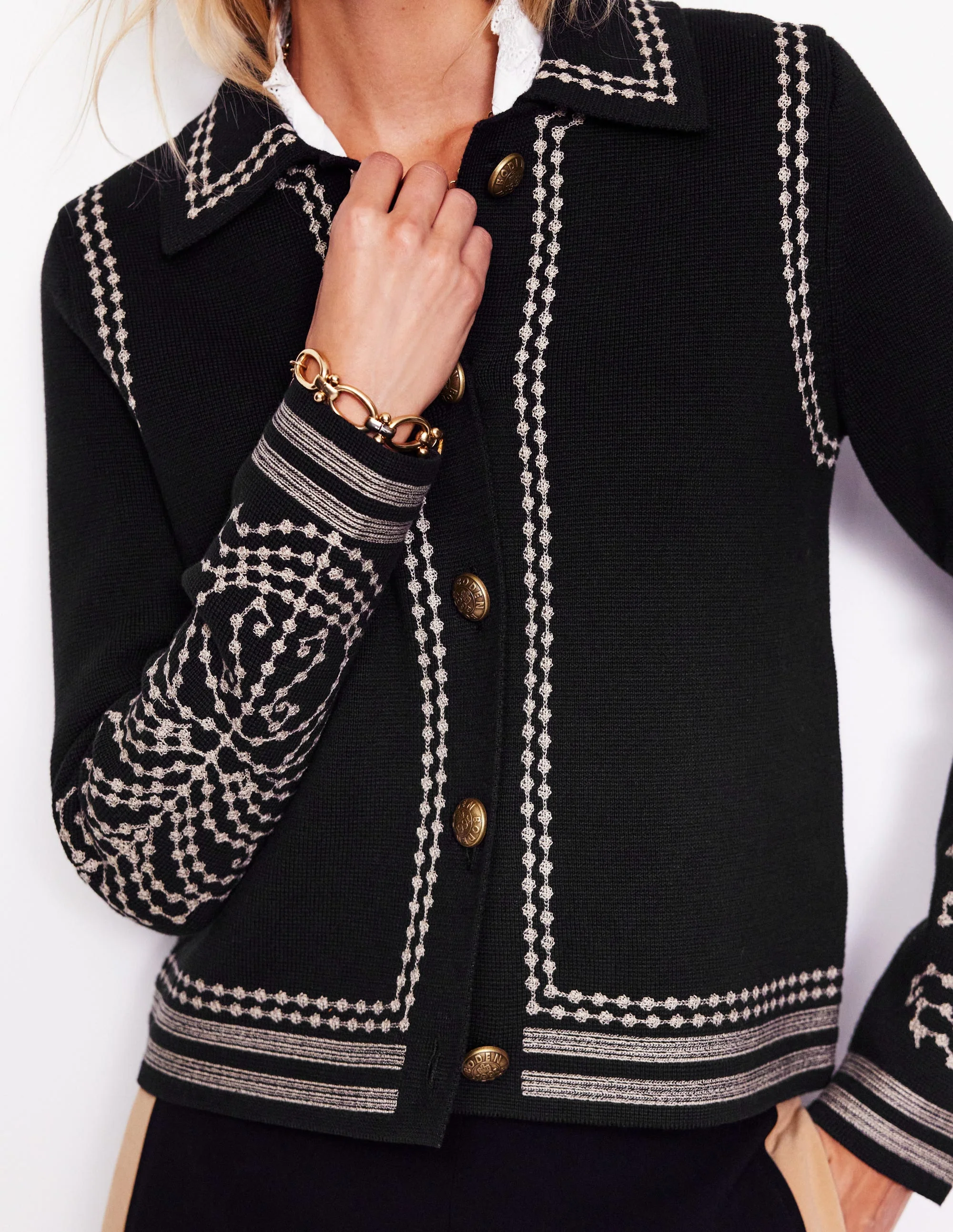 Strickjacke mit Kragen-Schwarz - Image 2