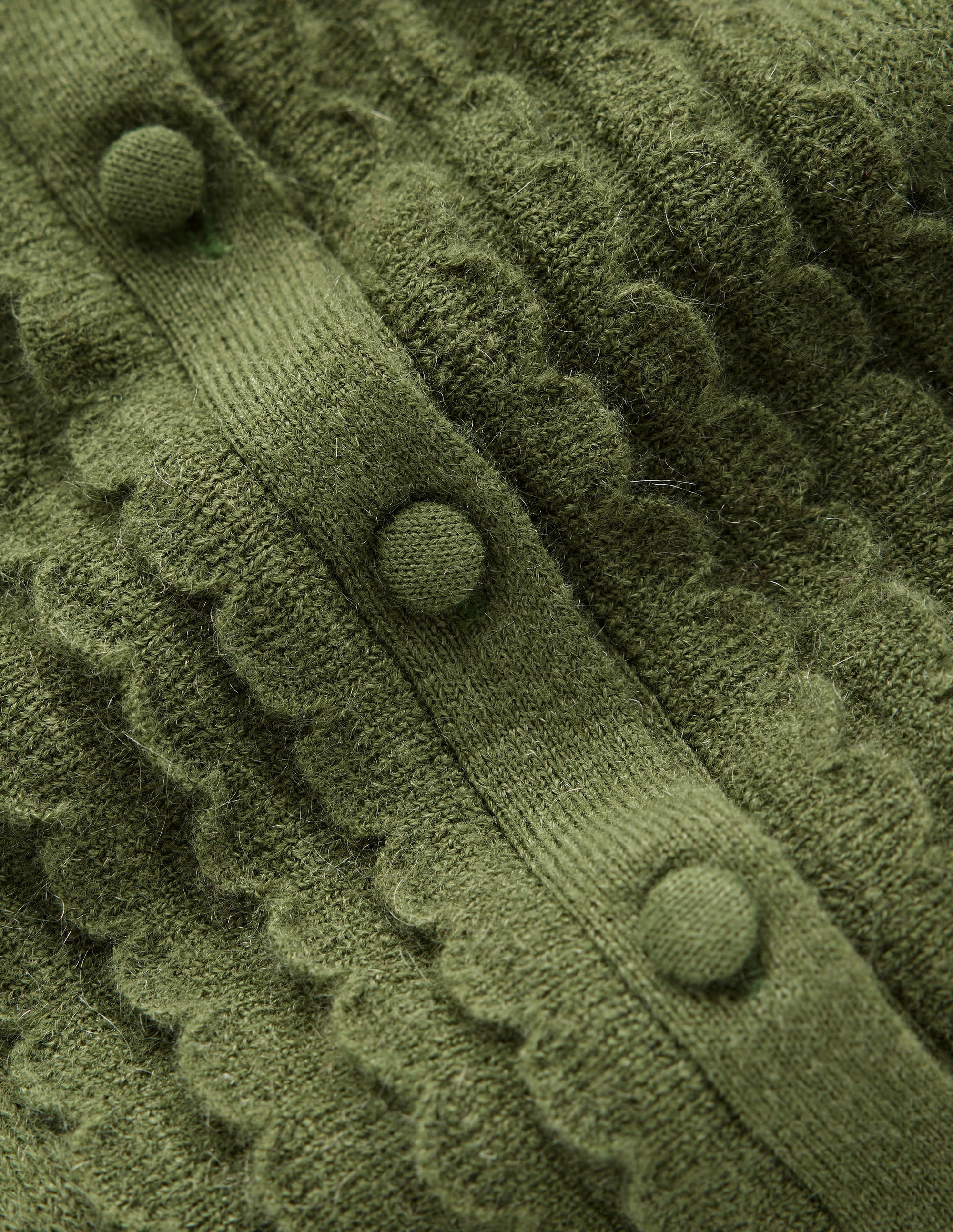 Strickjacke mit Muschelsaum an den Ärmeln-Oreganogrün - Image 7