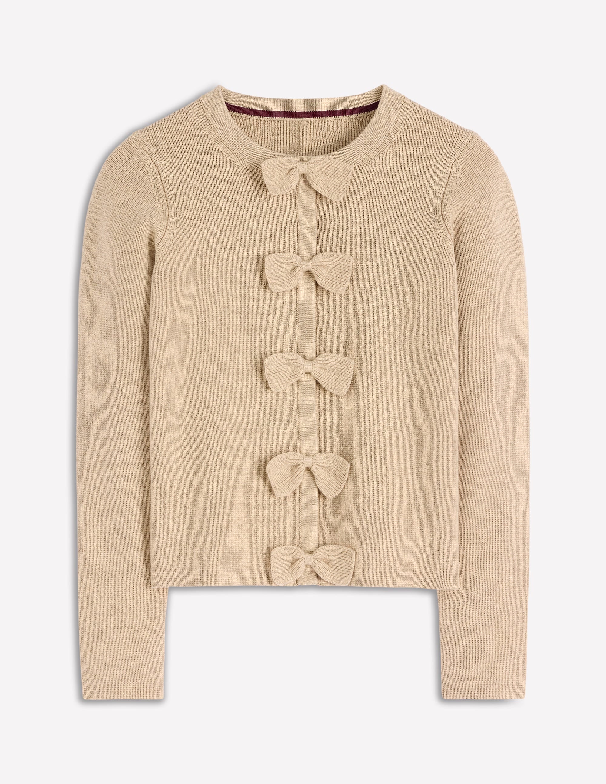 Strickjacke mit Schleife-Graubraun Meliert - Image 5
