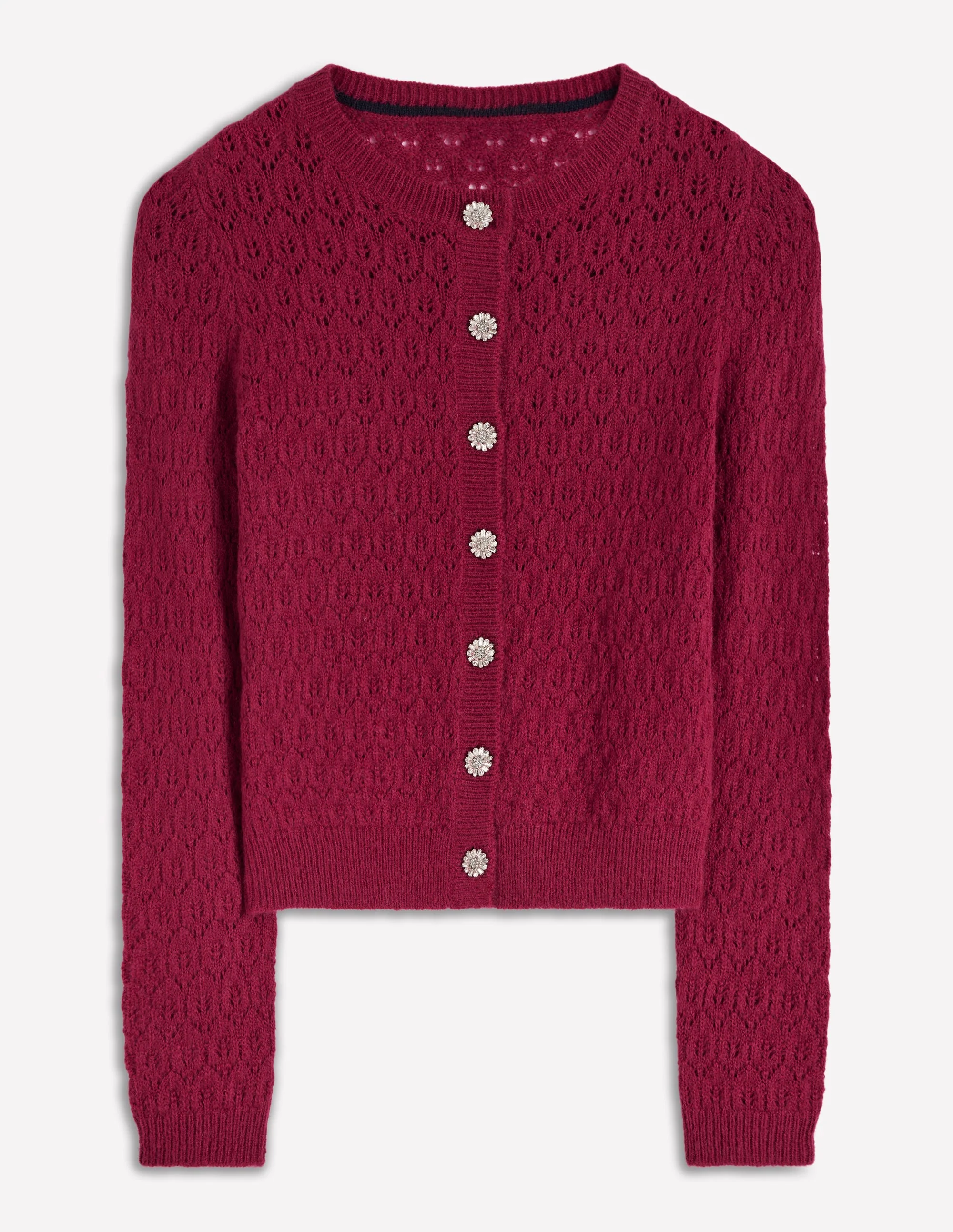 Strickjacke mit Schmuckknöpfen-Rubinrot - Image 6