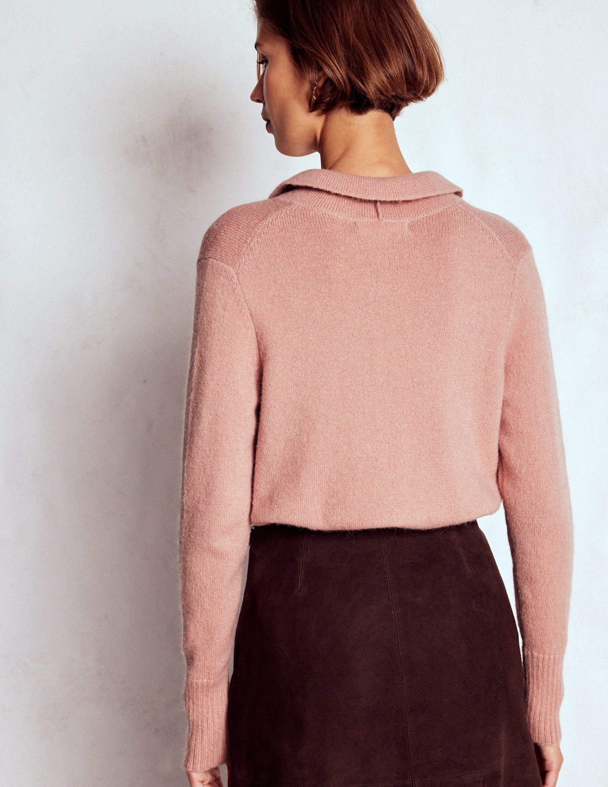 Strickjacke zum Binden mit Kragen-Gedecktes Zuckerwattenrosa - Image 3