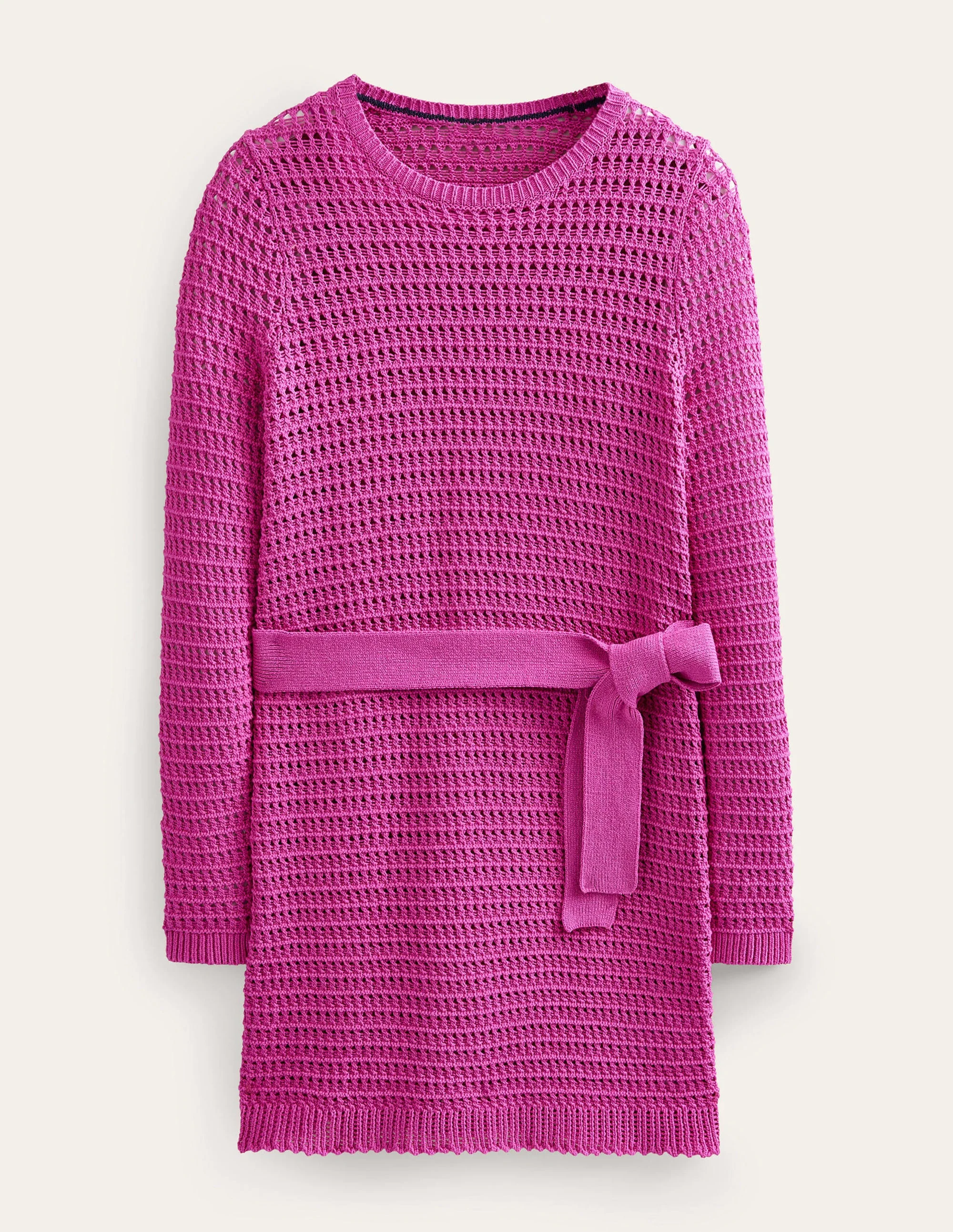 Strickkleid mit Häkeldetails-Magenta - Image 5