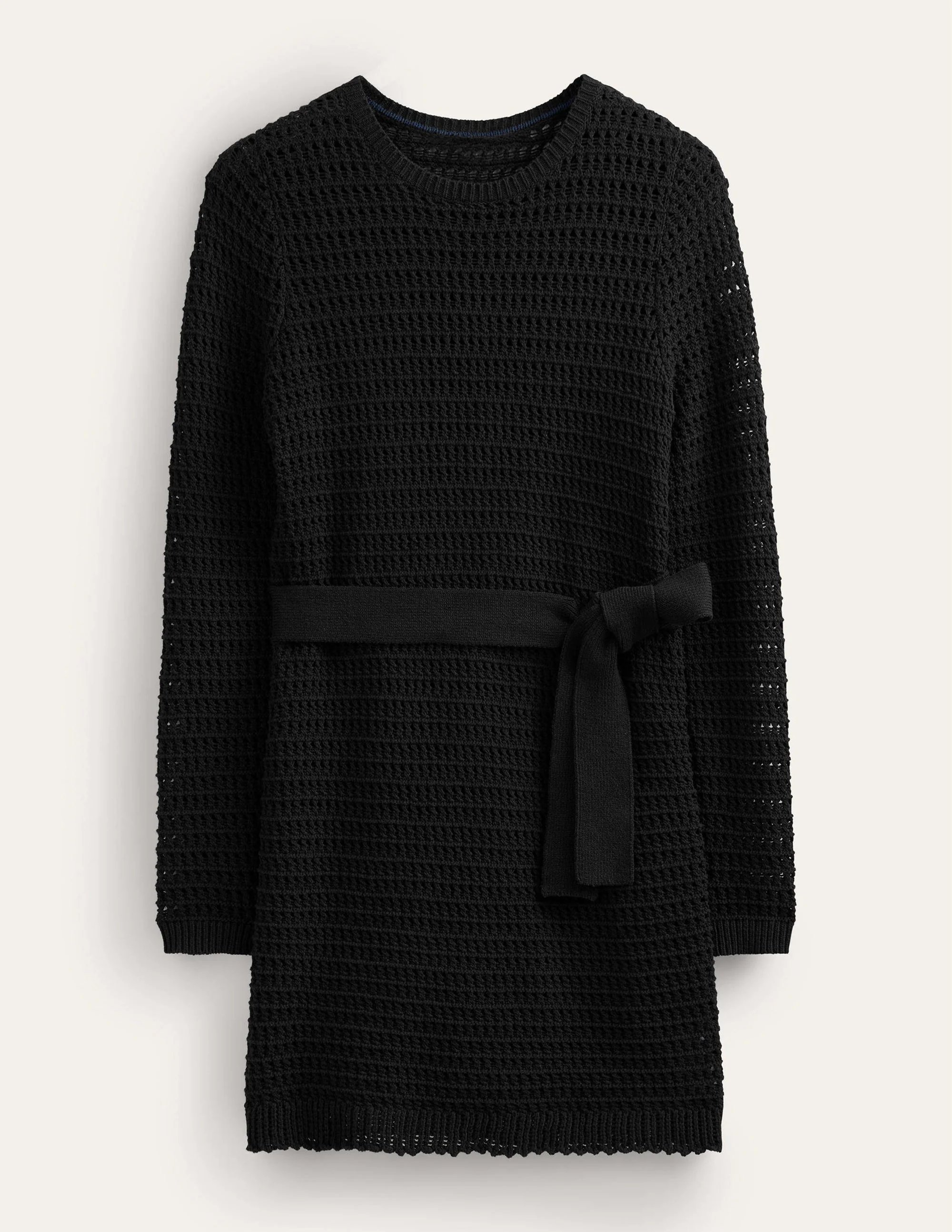 Strickkleid mit Häkeldetails-Schwarz - Image 6
