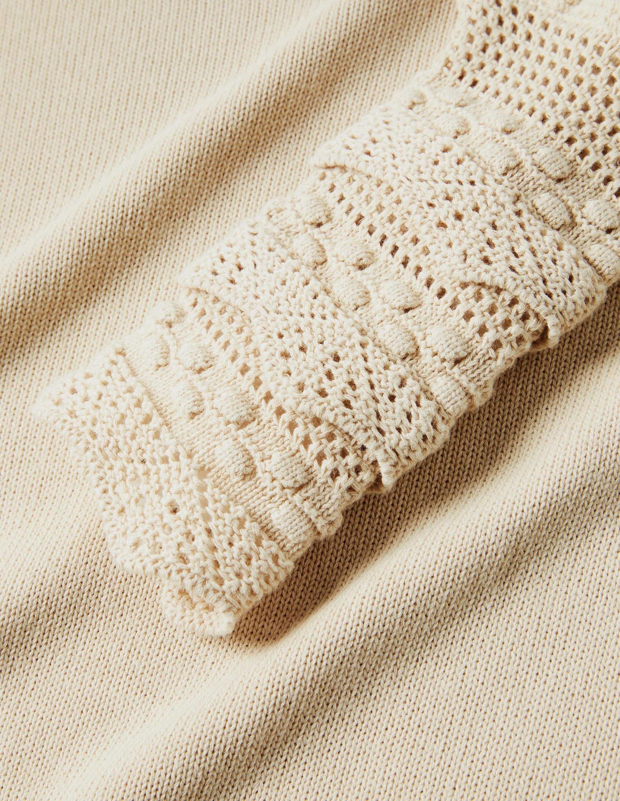 Strickpullover mit Detail am Ärmel-Hellbeige - Image 6