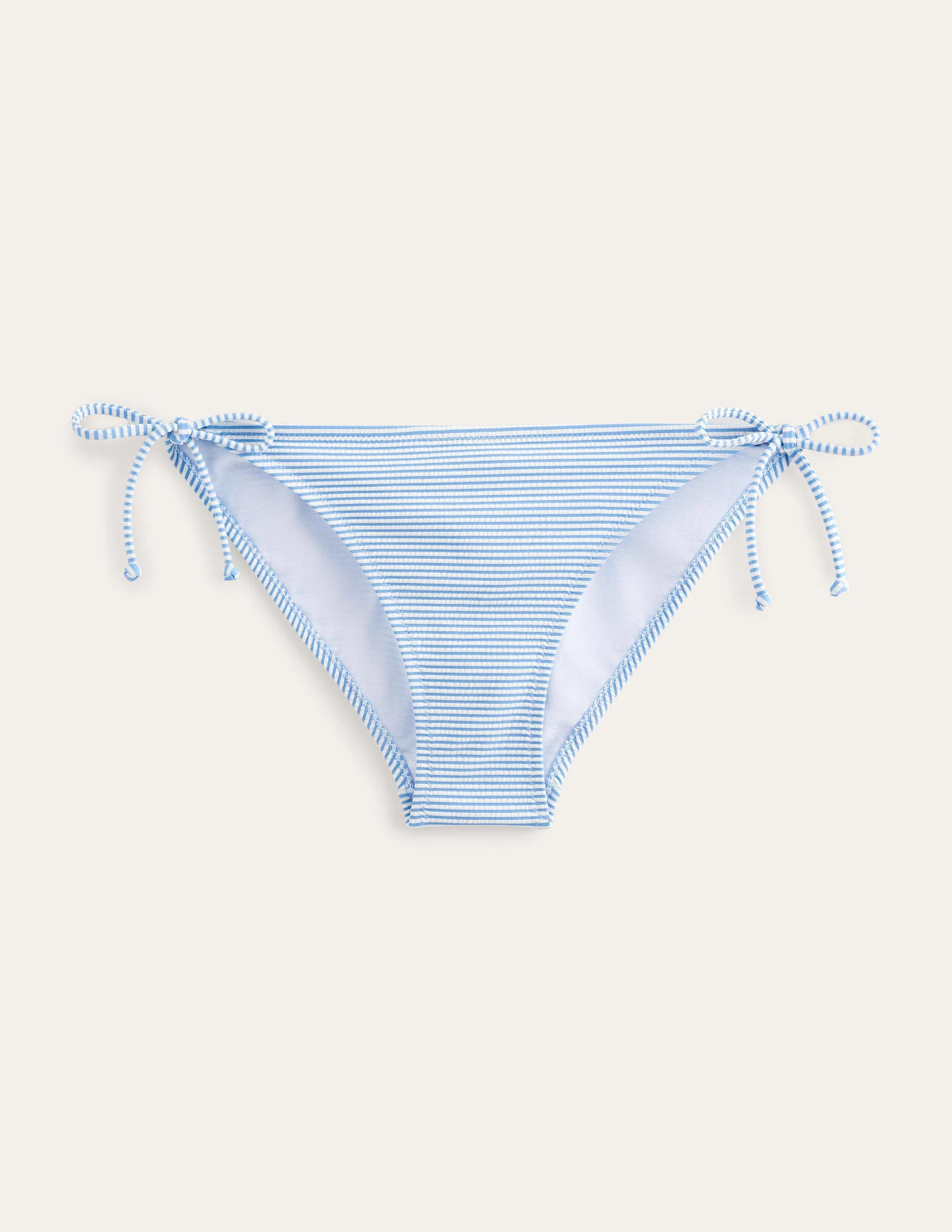 Strukturierte Bikinihose mit Bändern-Blau/Naturweiß, Seersucker/Gestreift - Image 5