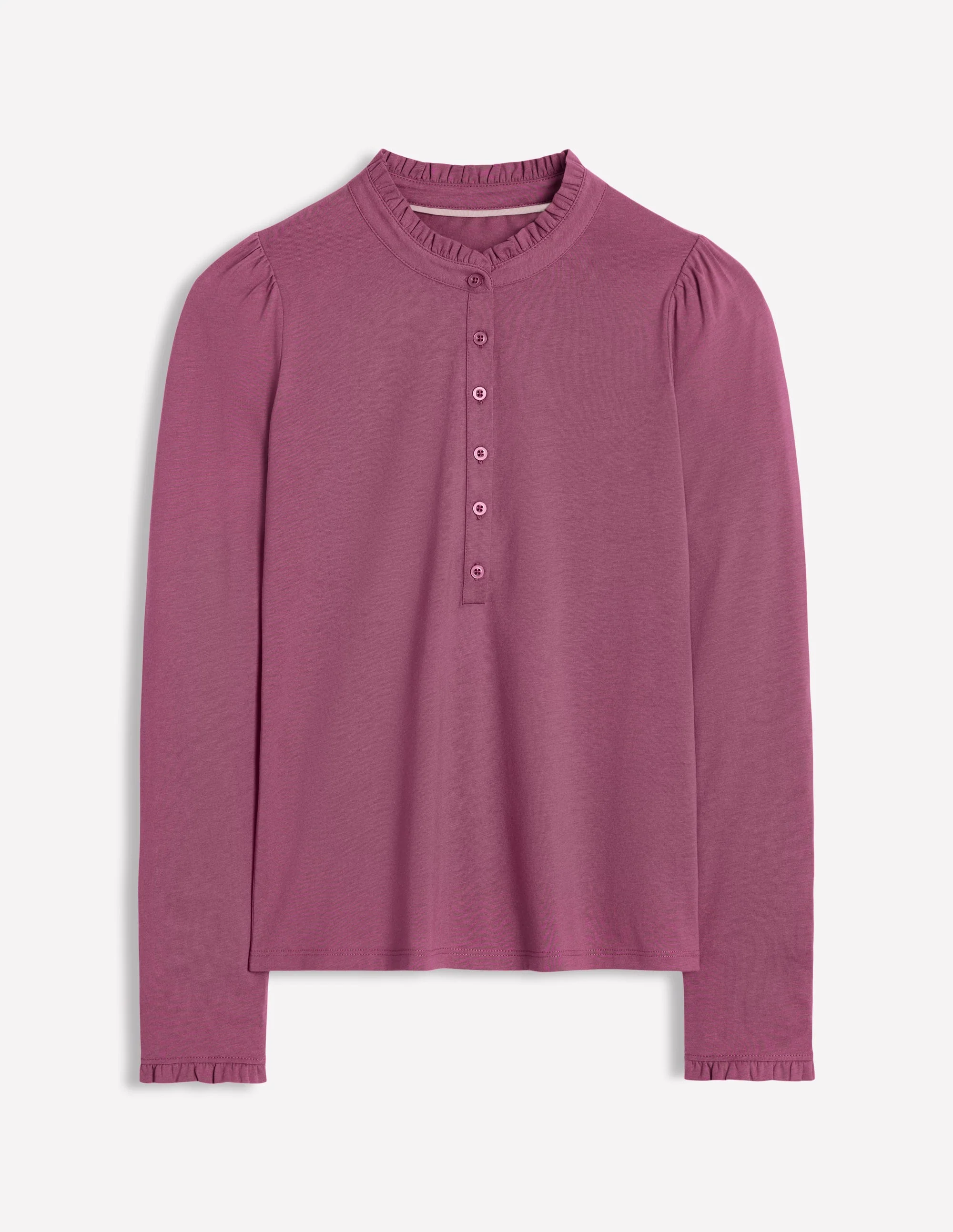 Superweiches Henley-Oberteil mit Rüschen-Violette Zwetschge - Image 5