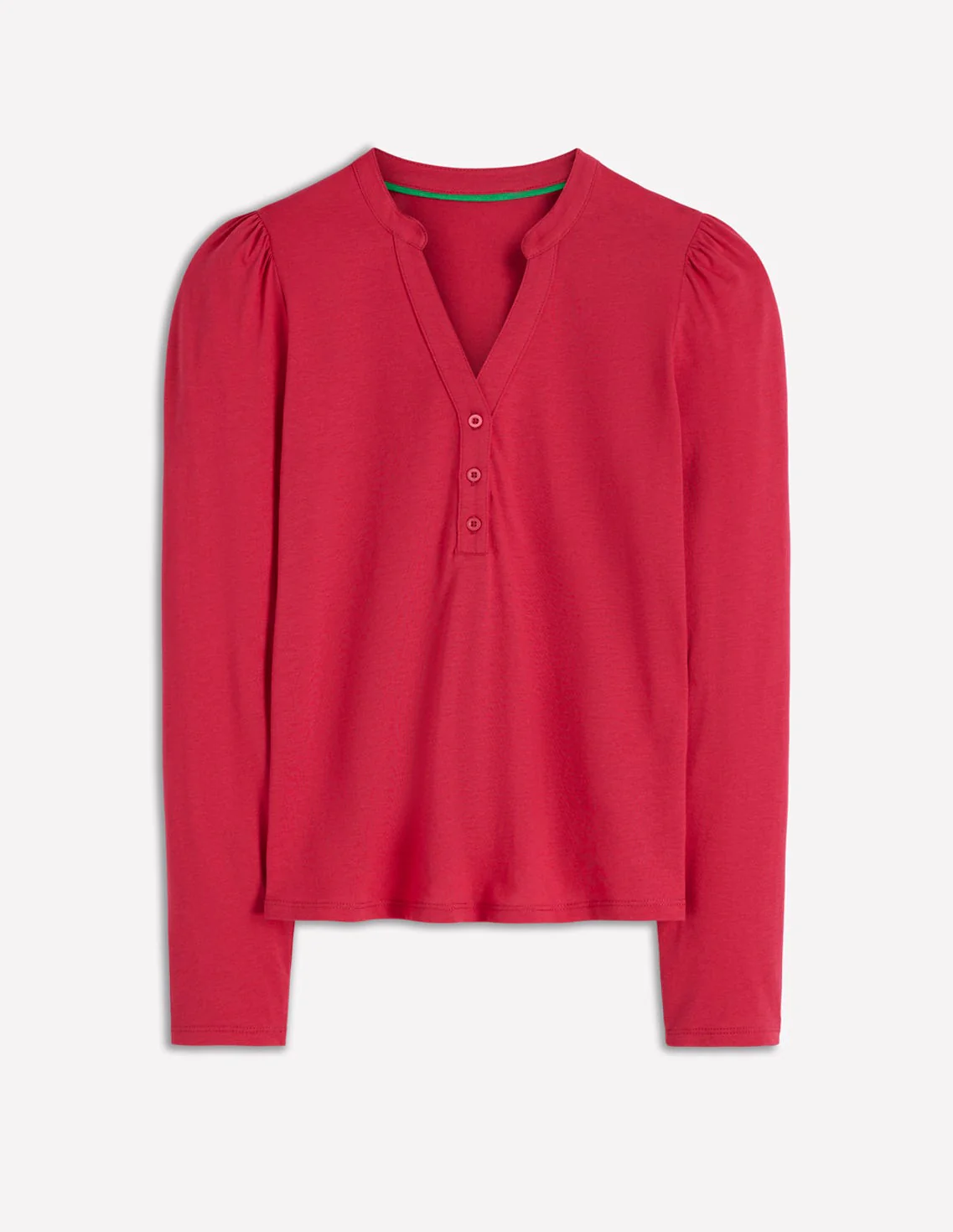 Superweiches Oberteil mit offenem Henley-Kragen-Granatapfel - Image 6