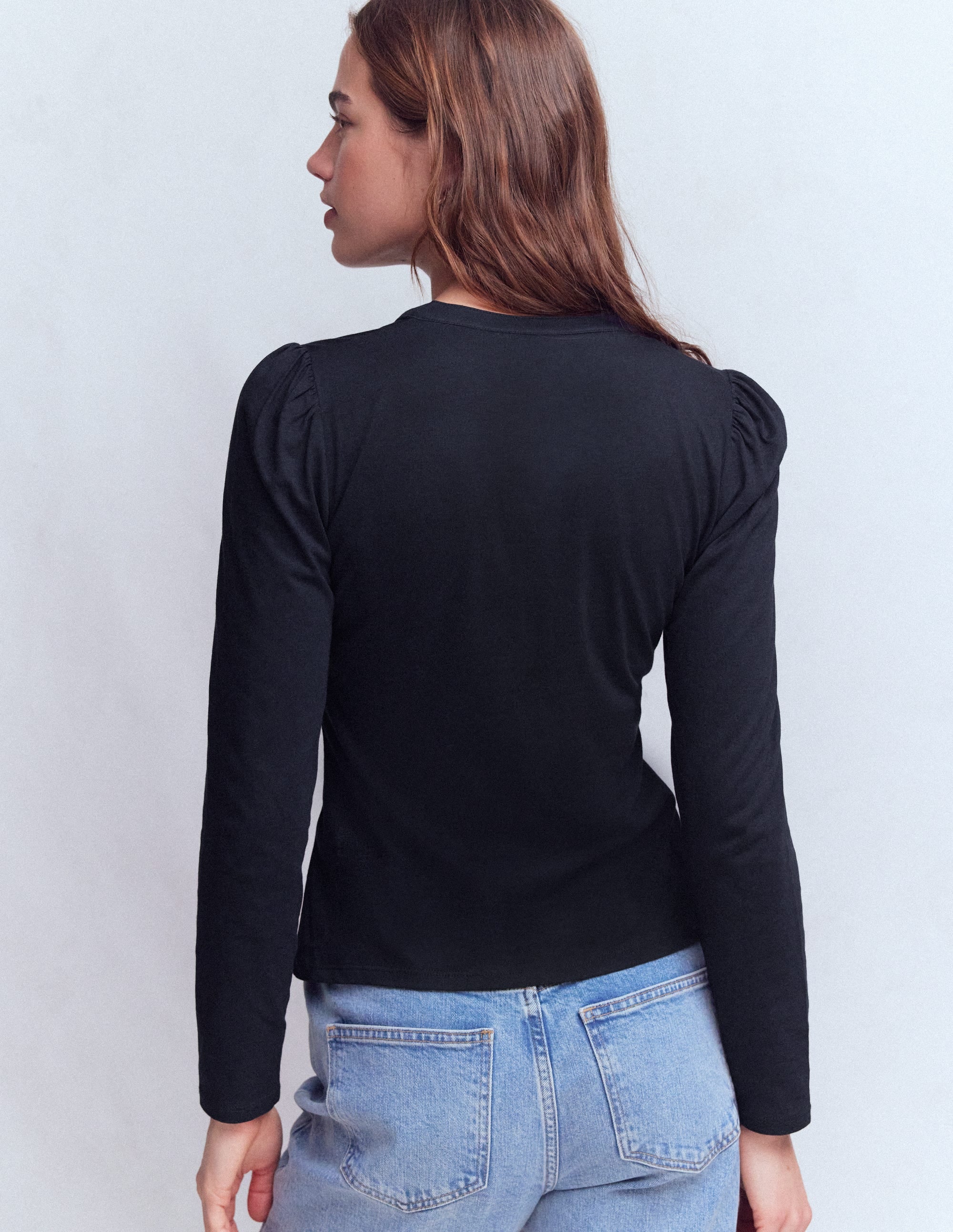 Superweiches Oberteil mit offenem Henley-Kragen-Marineblau - Image 3