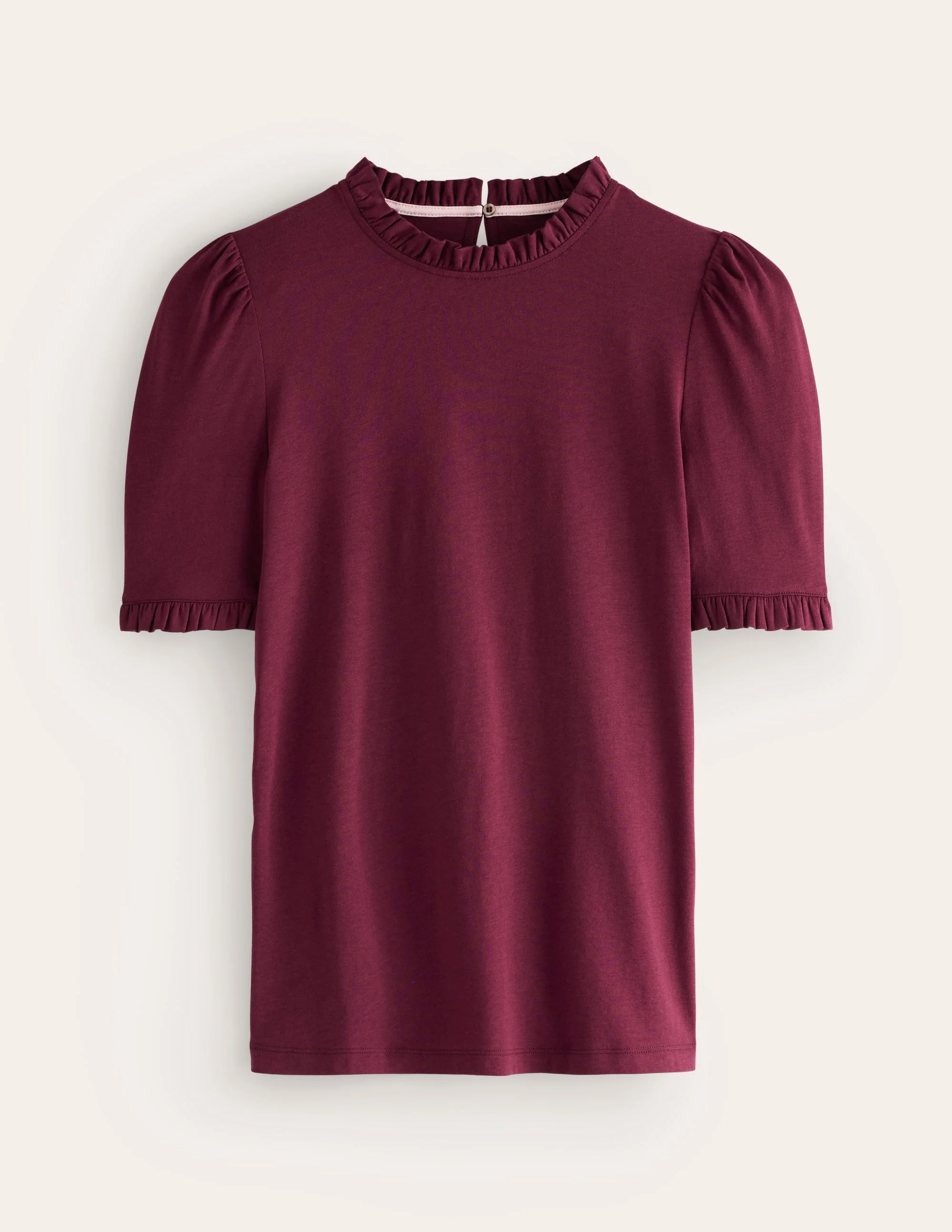 Superweiches T-Shirt mit Rüschendetail-Dunkelviolett - Image 5