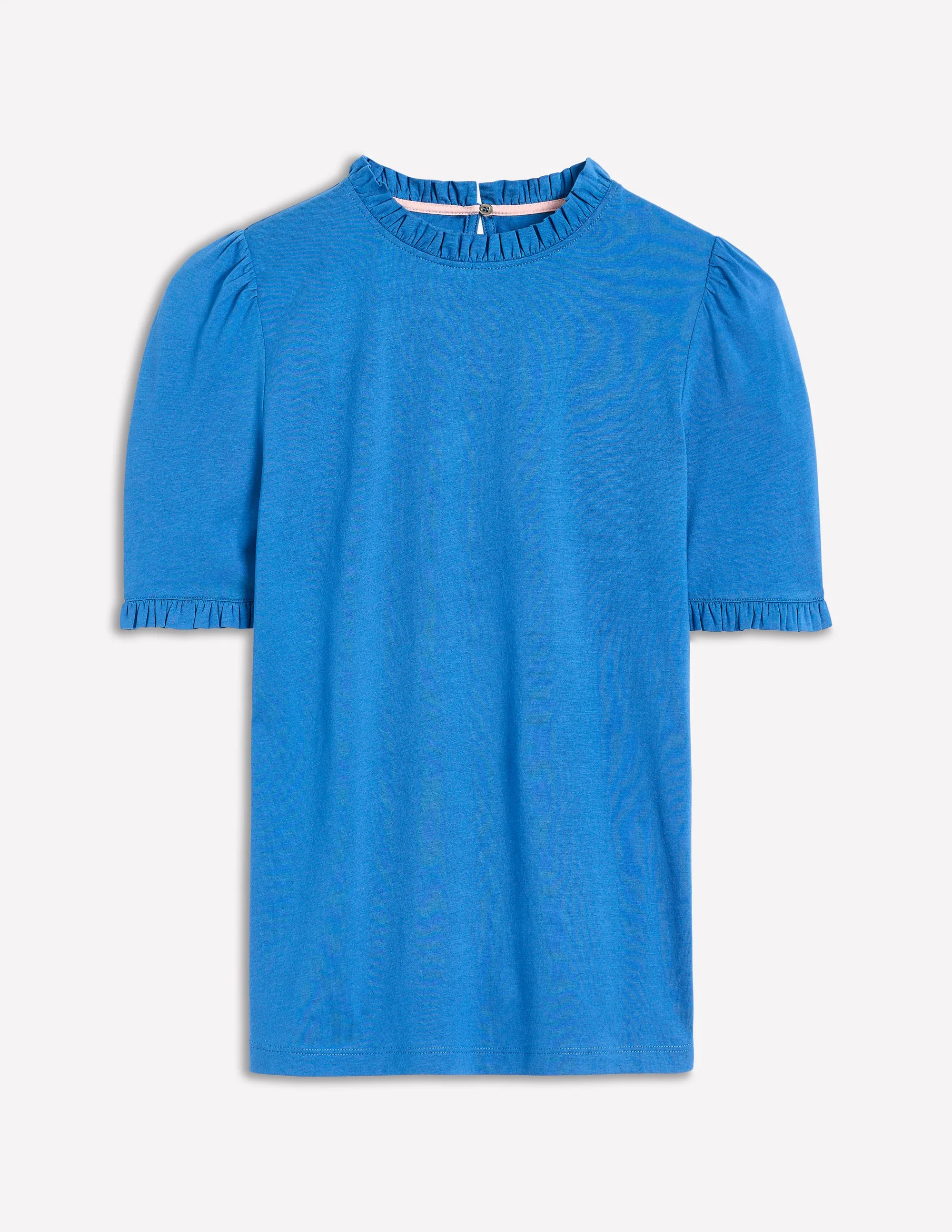 Superweiches T-Shirt mit Rüschendetail-Galerie-Blau - Image 5