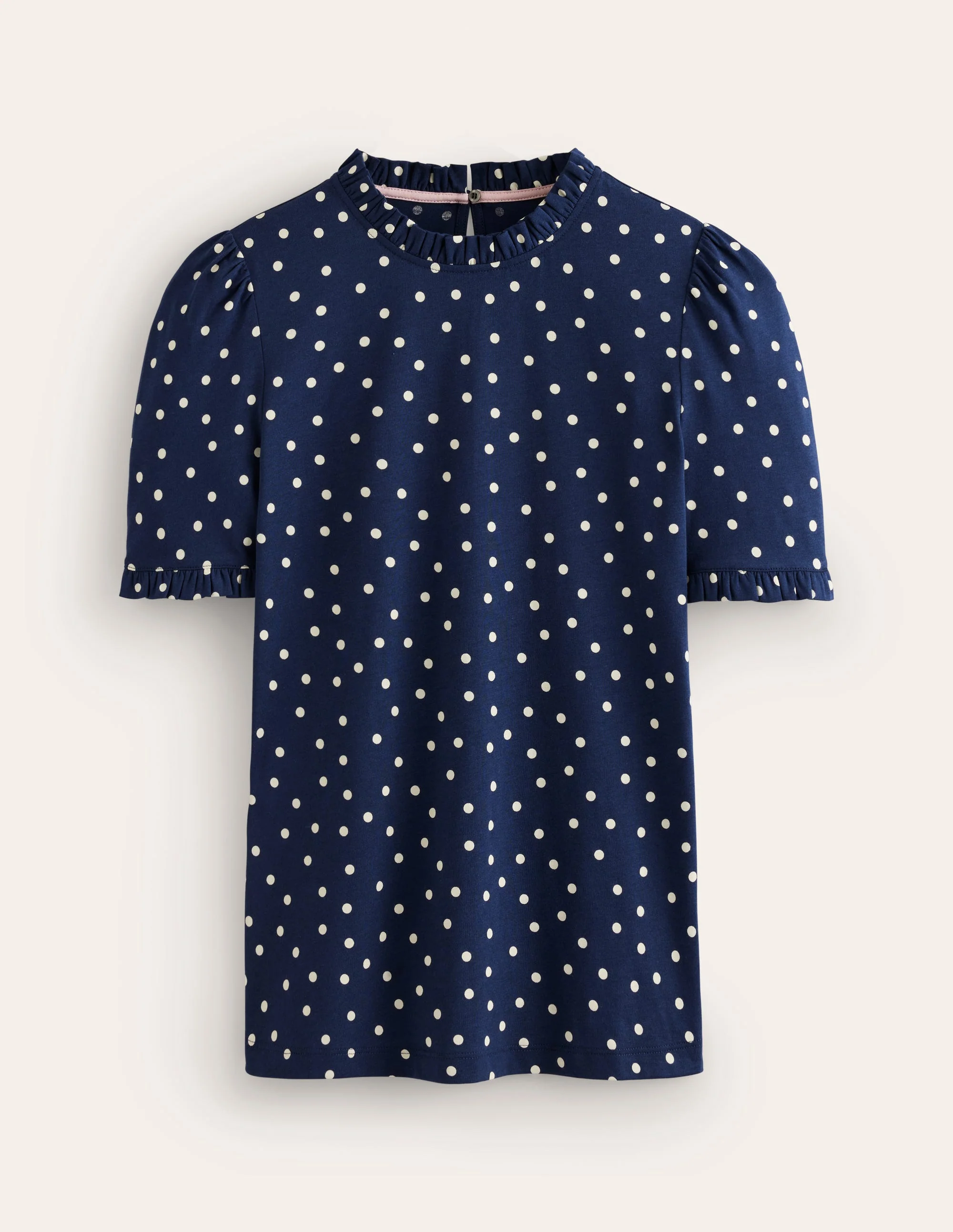 Superweiches T-Shirt mit Rüschendetail-Marineblau, Einzelne Punkte - Image 5