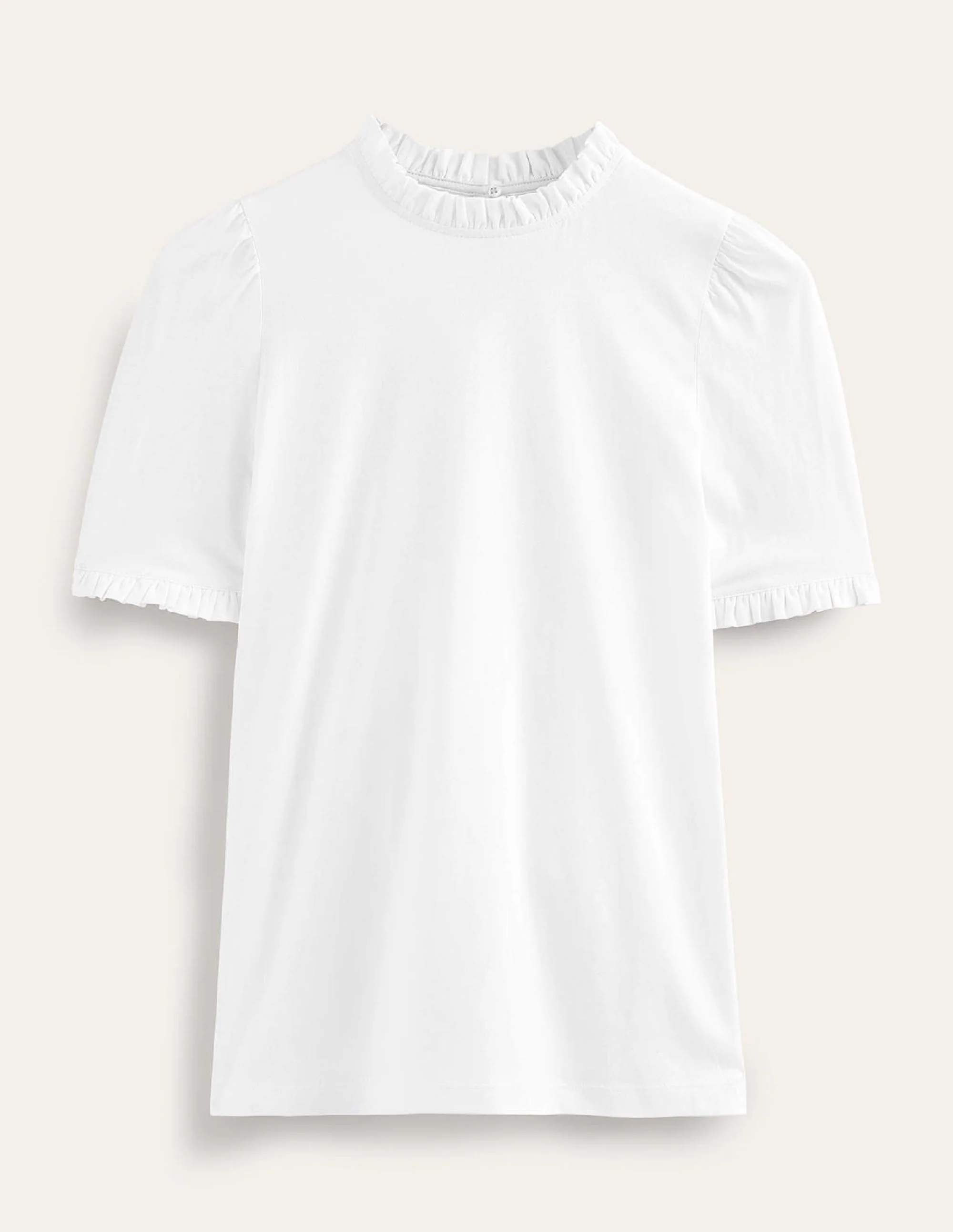 Superweiches T-Shirt mit Rüschendetail-Weiß - Image 5