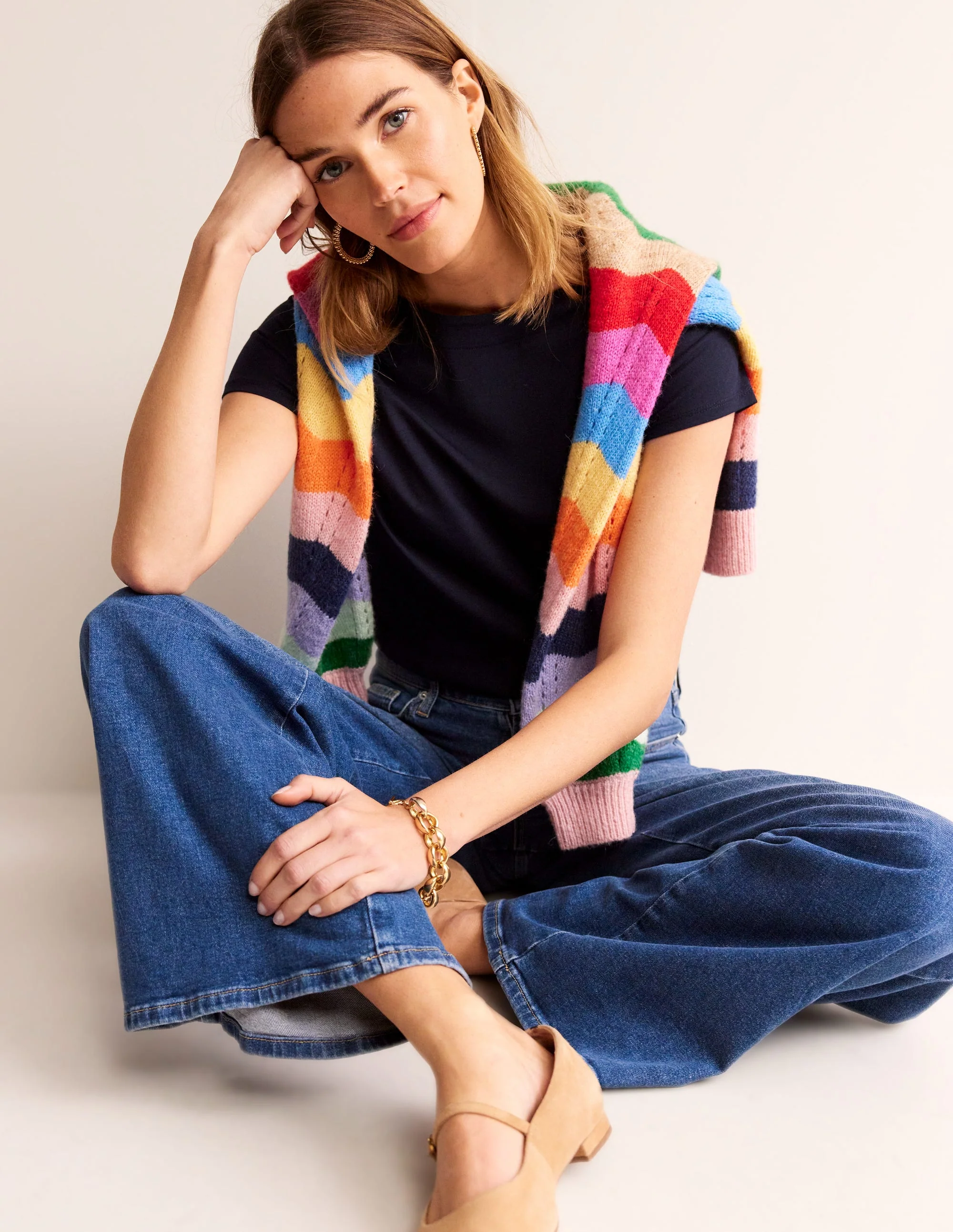 Superweiches T-Shirt mit U-Boot-Ausschnitt-Aqua Marine Marl